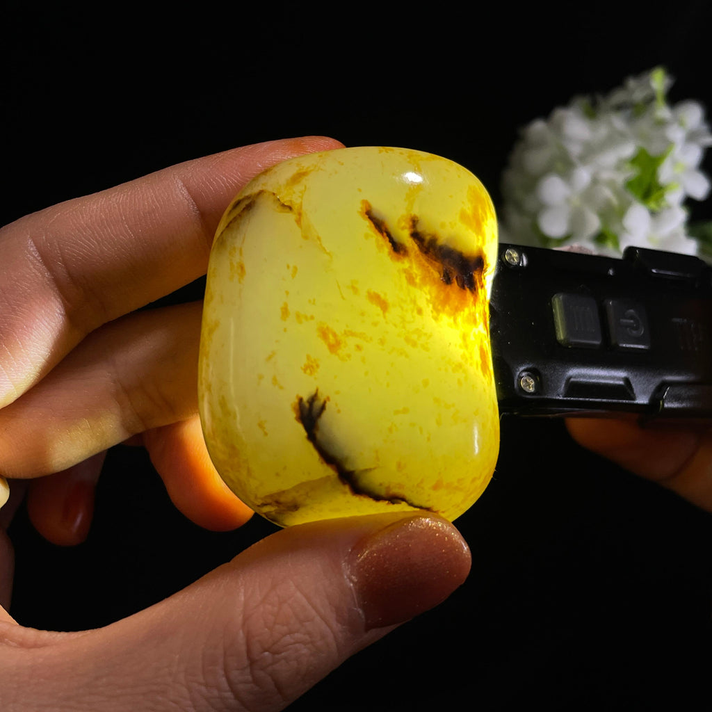 和田玉白玉“烟汀晚泊”红皮洒金皮籽料（yc375293）