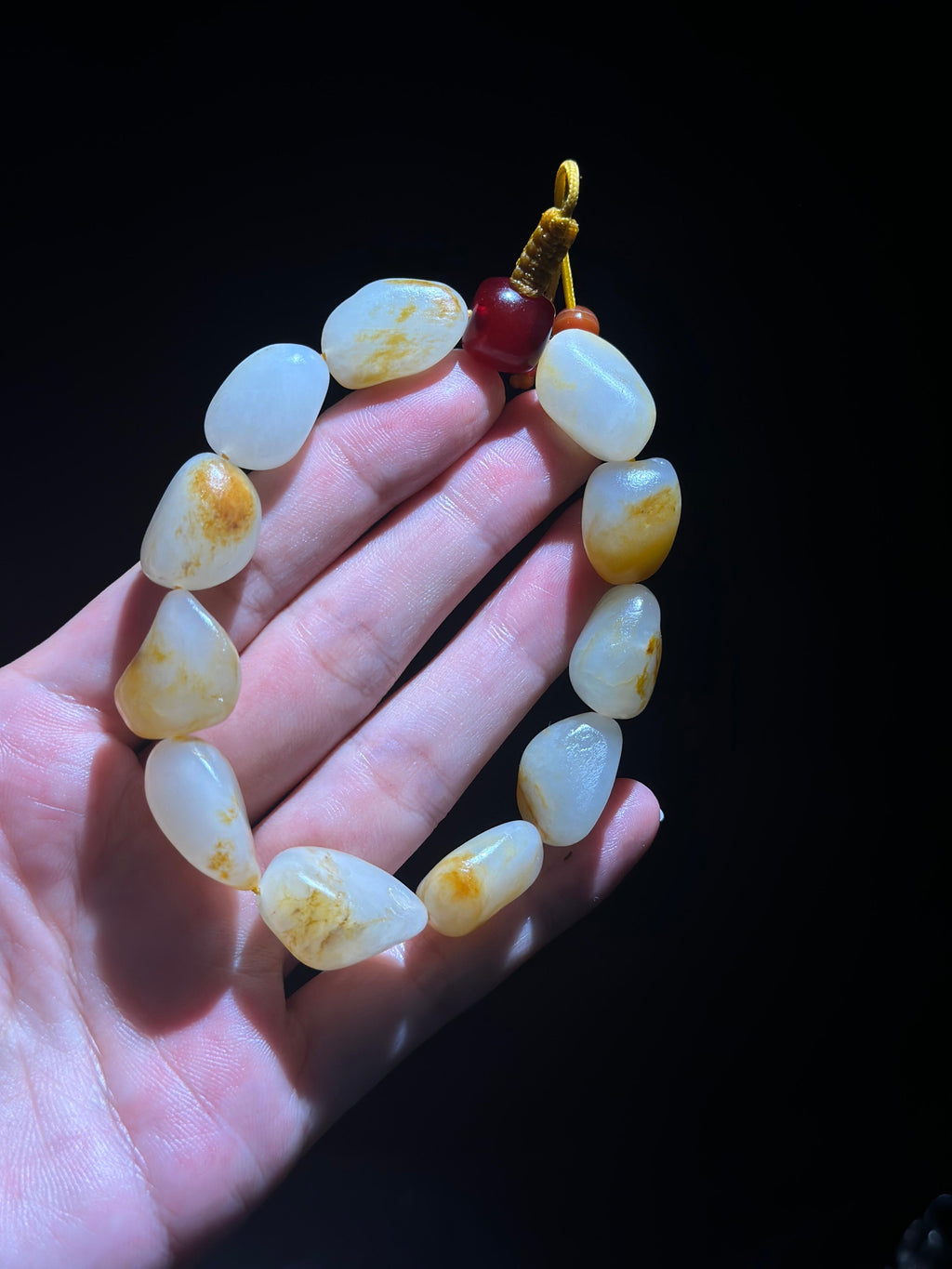 新疆和田玉精品红皮洒金皮原籽手串（11颗）（yc748596）