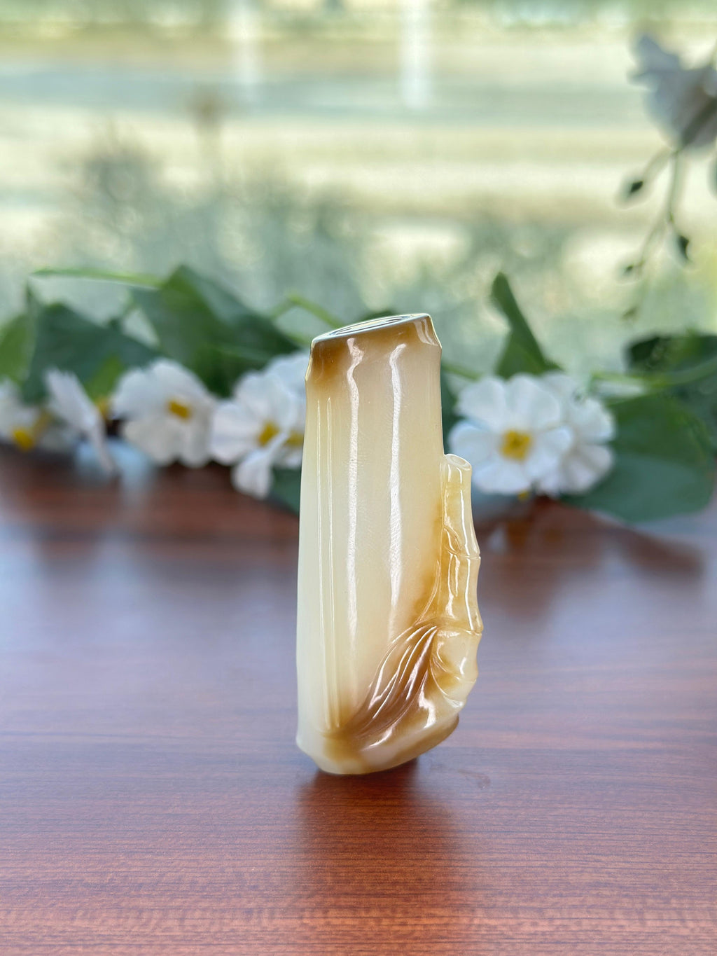 和田玉糖白竹节挂件（yc703526）