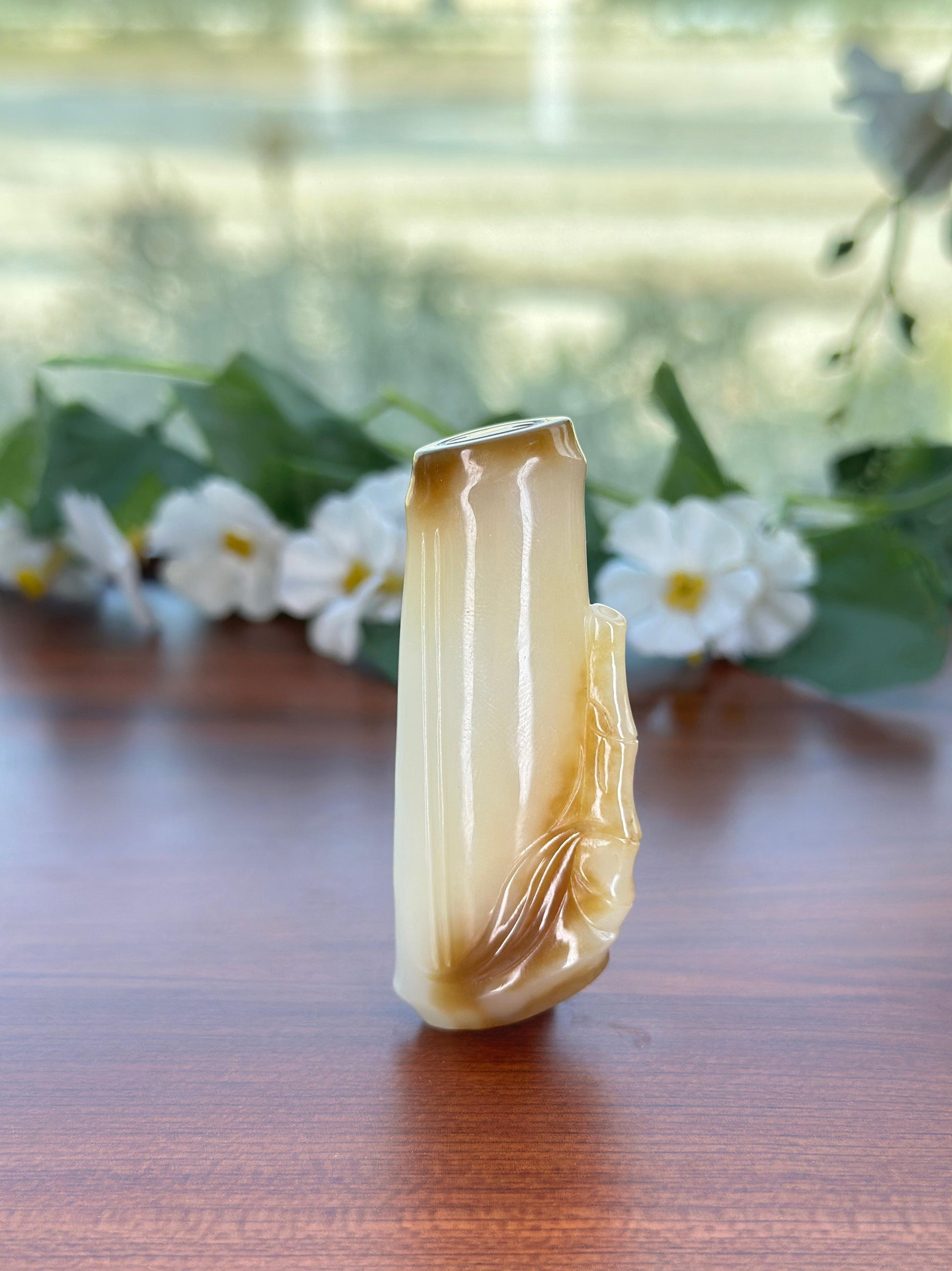 和田玉糖白竹节挂件（yc703526）