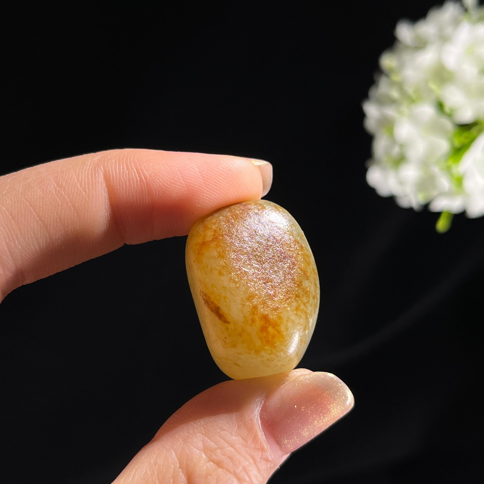 和田玉青花白玉洒金皮“三花聚顶”籽料原石（yc297993）