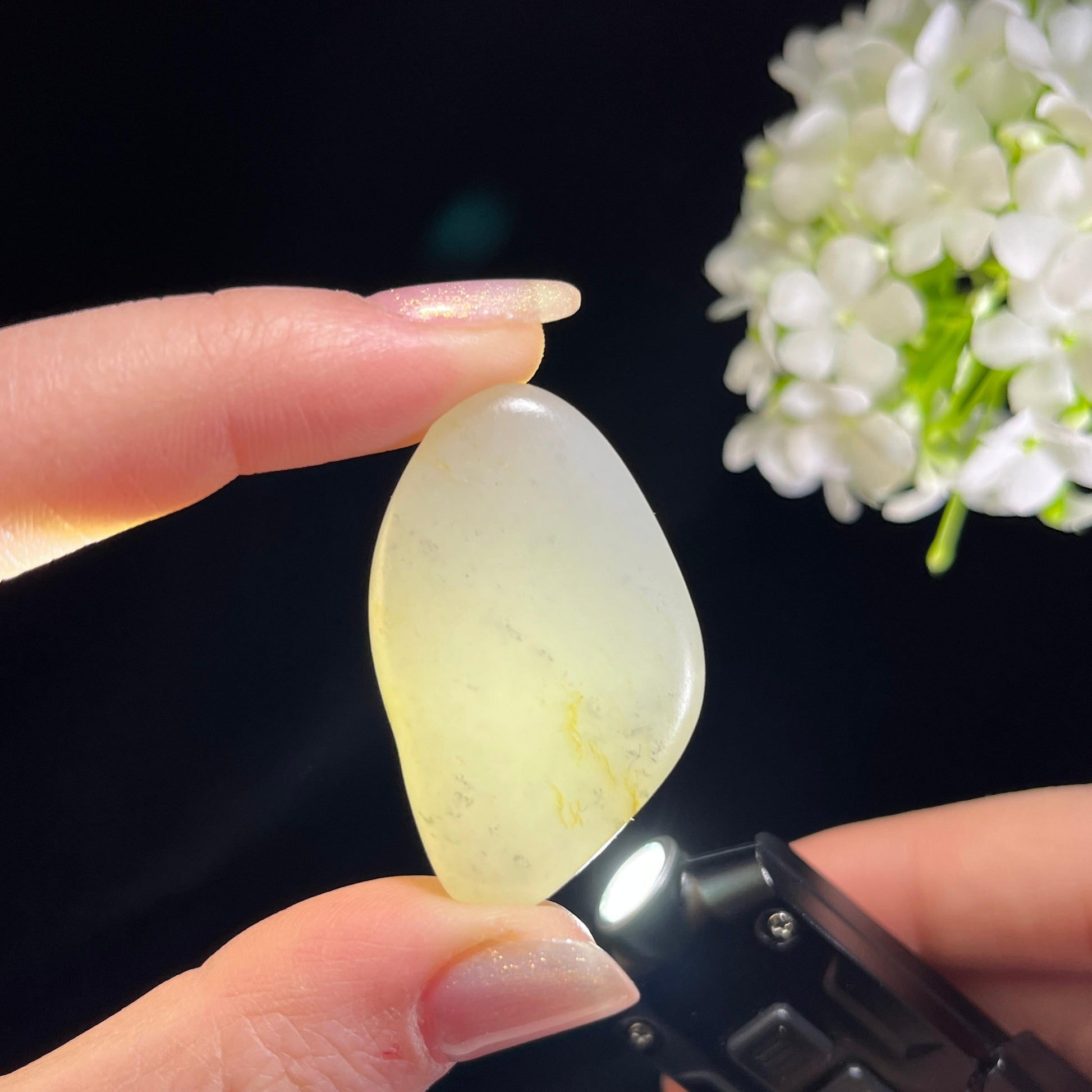 和田玉白玉“金影沉雪”洒金皮籽料（yc354496）