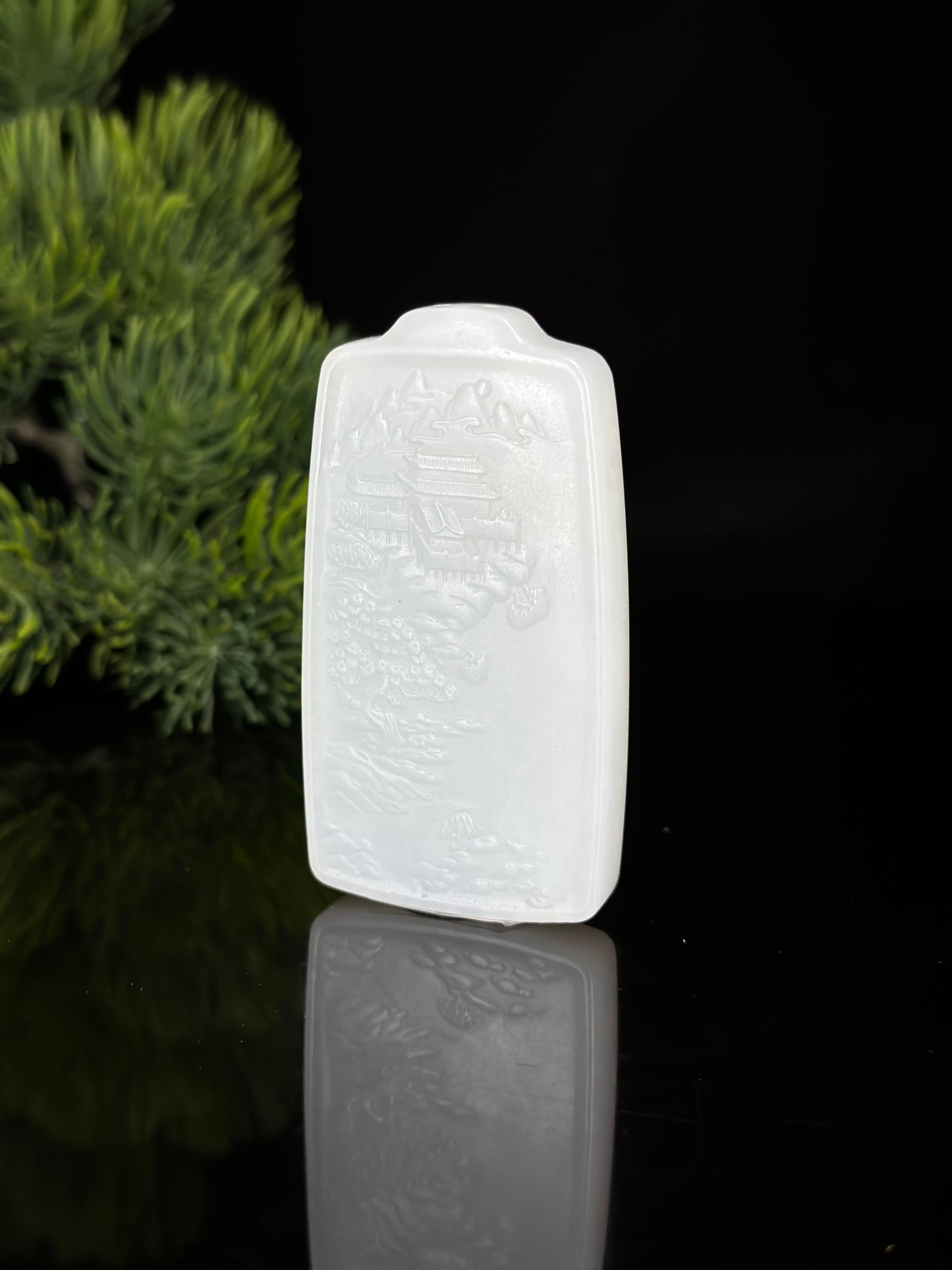 和田玉白玉关公山水双面雕挂件（yc482496） – 添福玉器