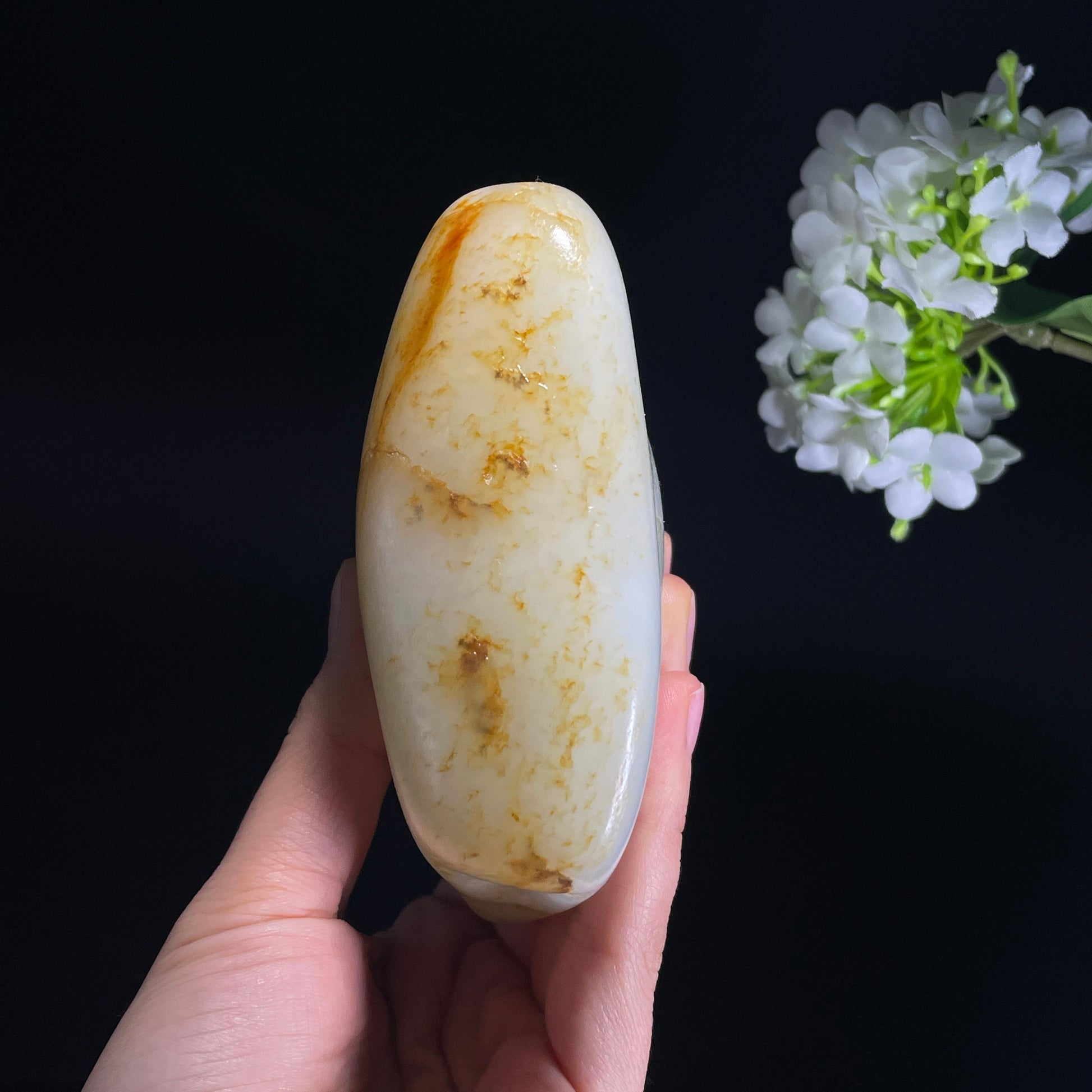 和田玉白玉“星河坠梦”洒金聚黄皮籽料（yc324086）