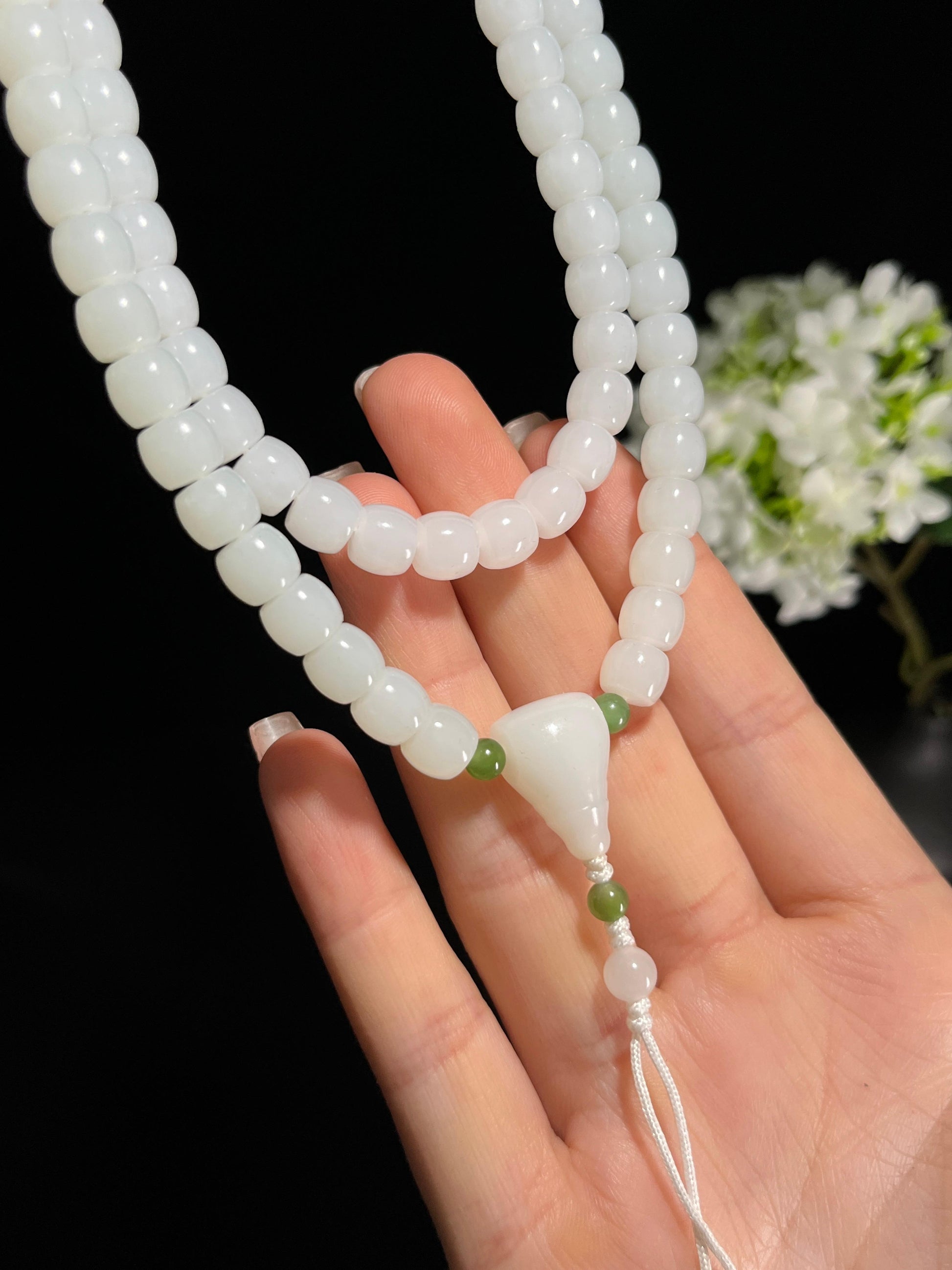 和田白玉直切珠项链（卡7）（yc244872）