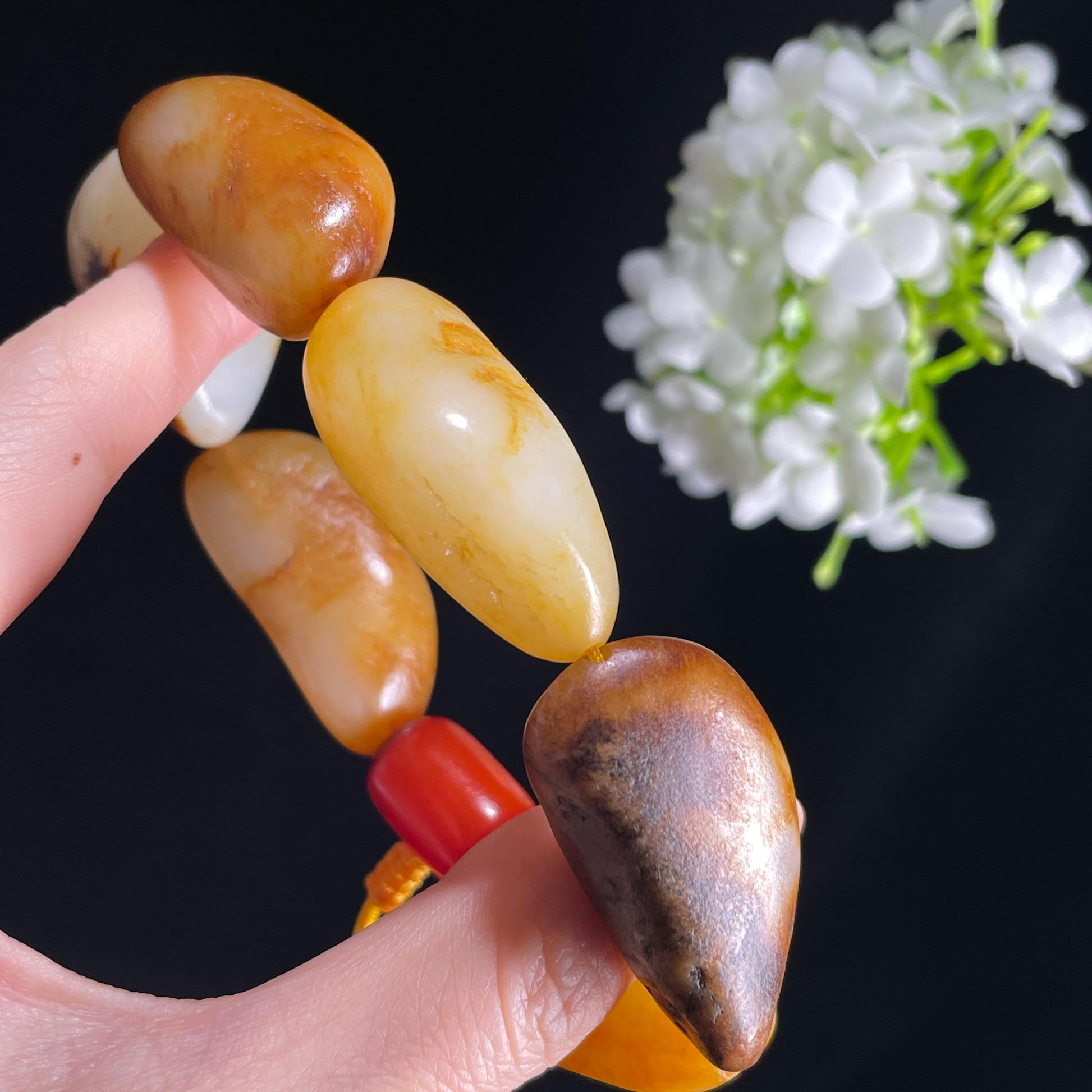 新疆天然和田玉精品原籽手串（6颗）（yc396009）