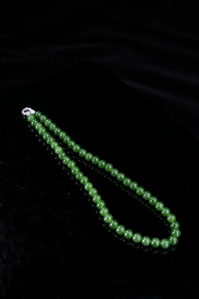 新疆天然和田玉碧玉项链4（yc253340）