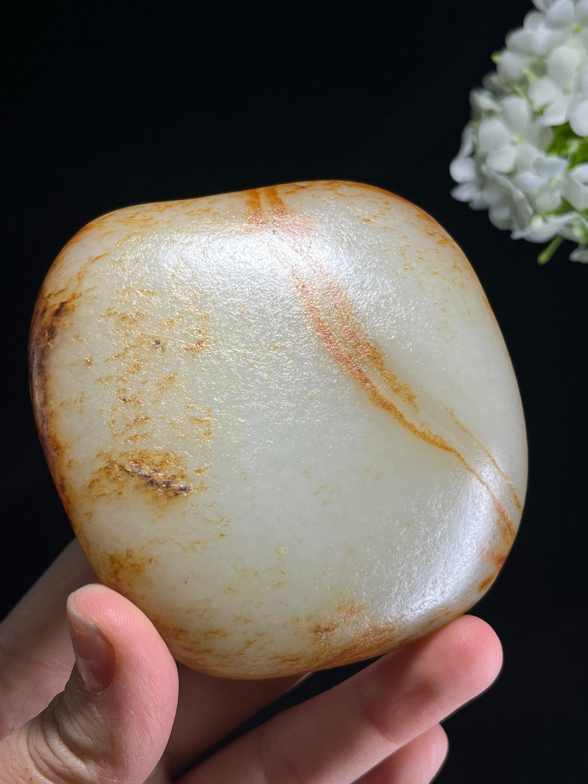 新疆天然和田玉洒金皮籽料原石小摆件（yc262830）