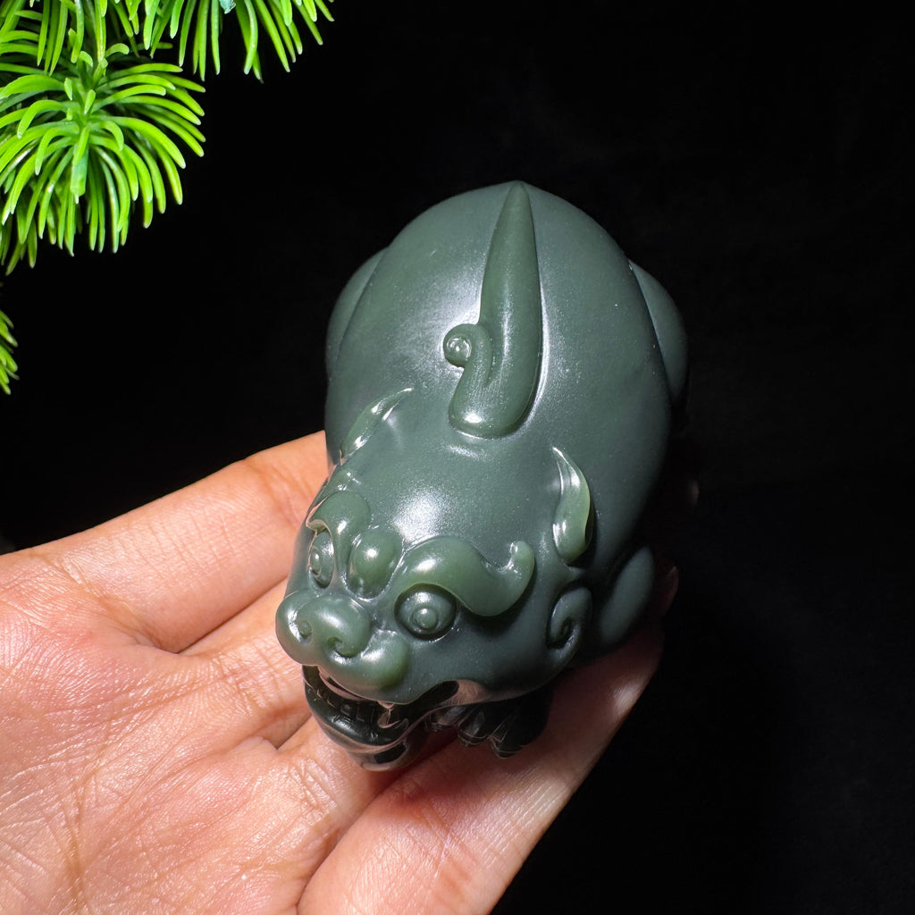 和田玉山料沙枣青貔貅（yc727194）