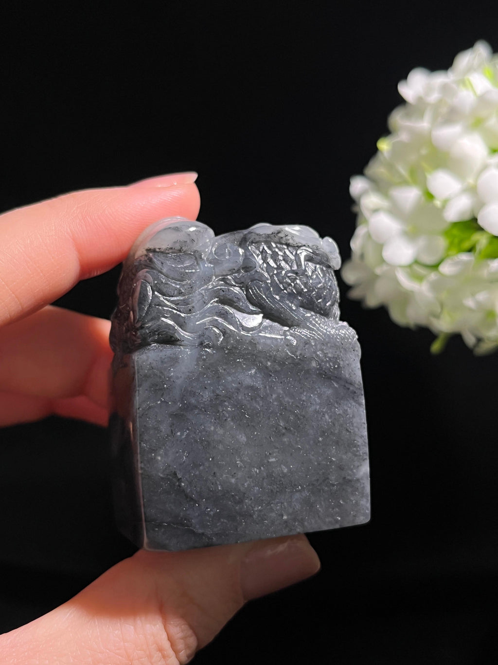 和田玉青花龙纹雕刻印章（yc275938）