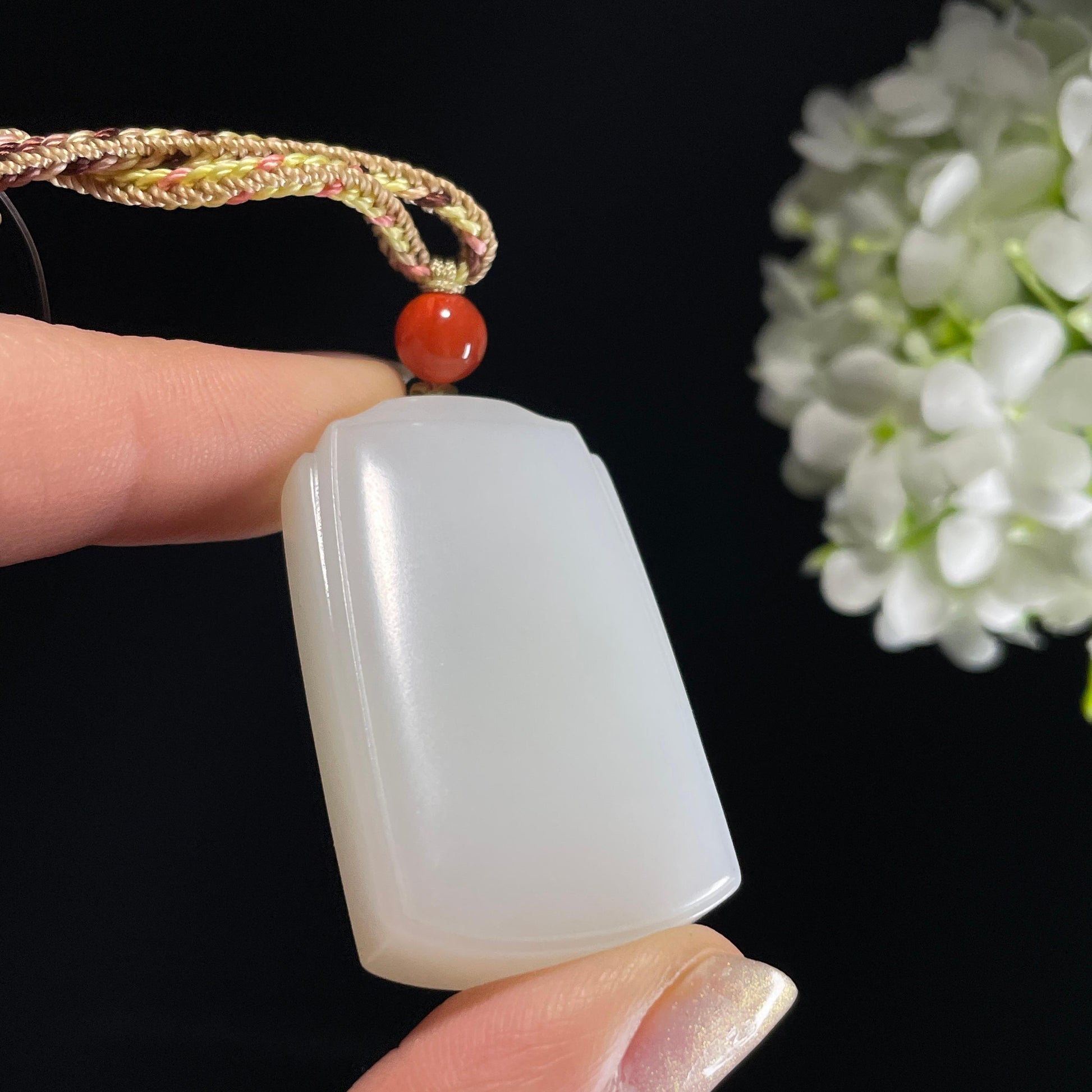 和田玉羊脂白玉“素心无染”平安无事牌（yc327466）