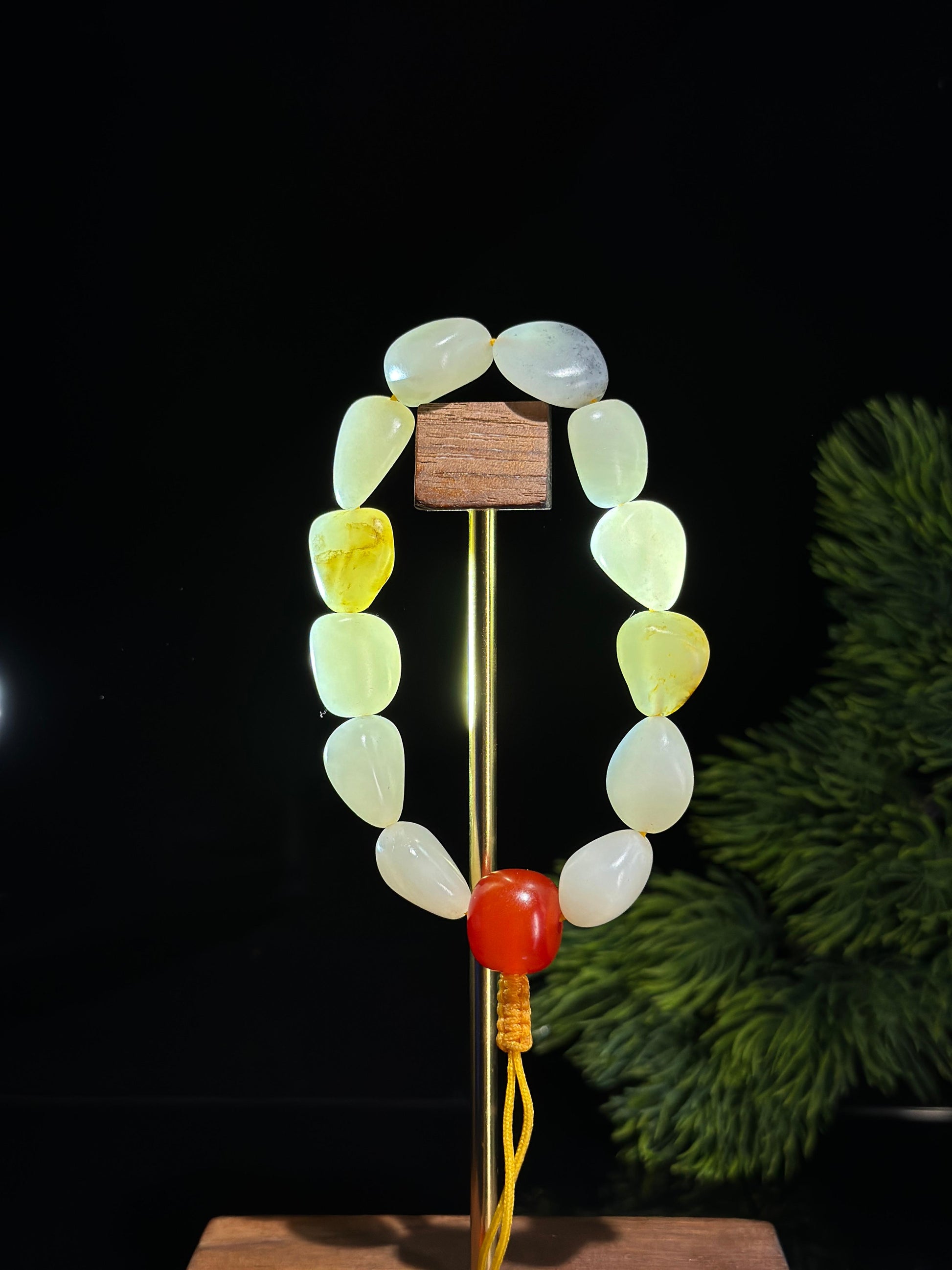 新疆和田玉白玉青白玉青花原籽手串（12颗）（yc506344）