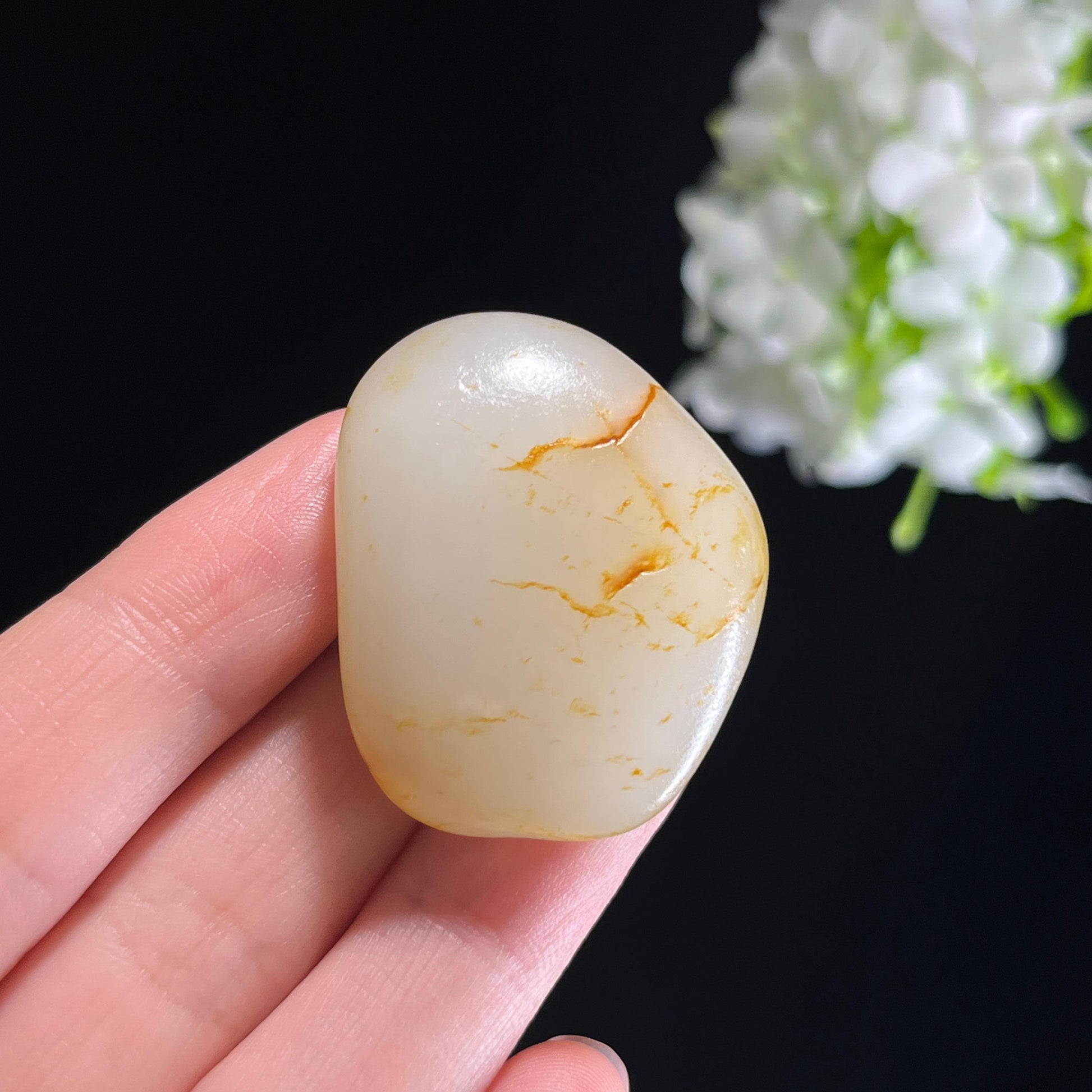和田玉白玉“玉脉秋纹”洒金皮籽料（yc351424）