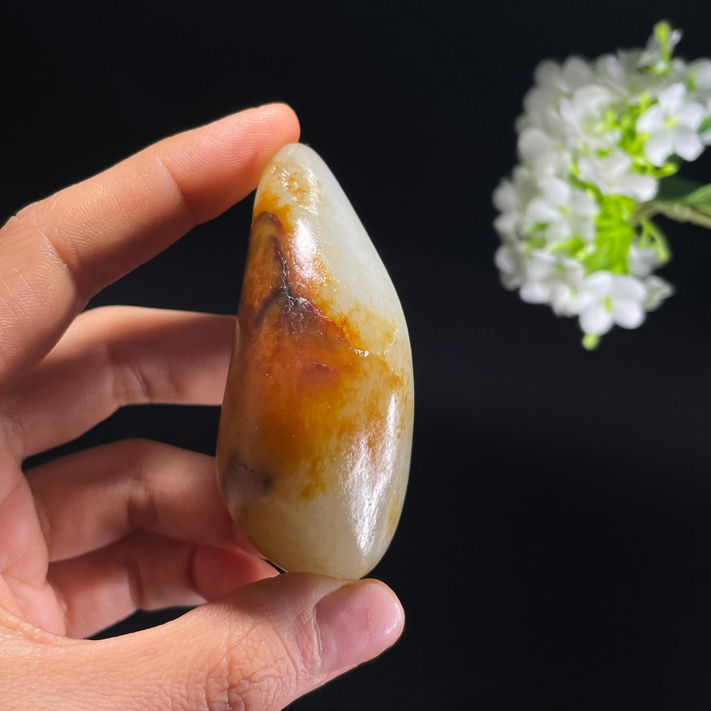 和田玉白玉“霜痕染秋”彩皮籽料（yc324330）