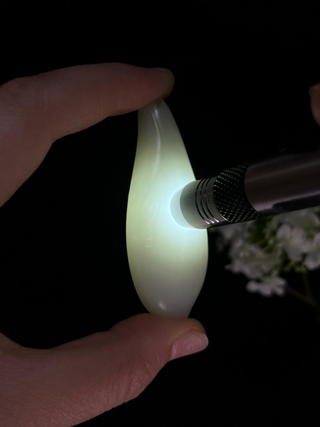 和田玉白玉兰花雕刻挂件（yc251751）