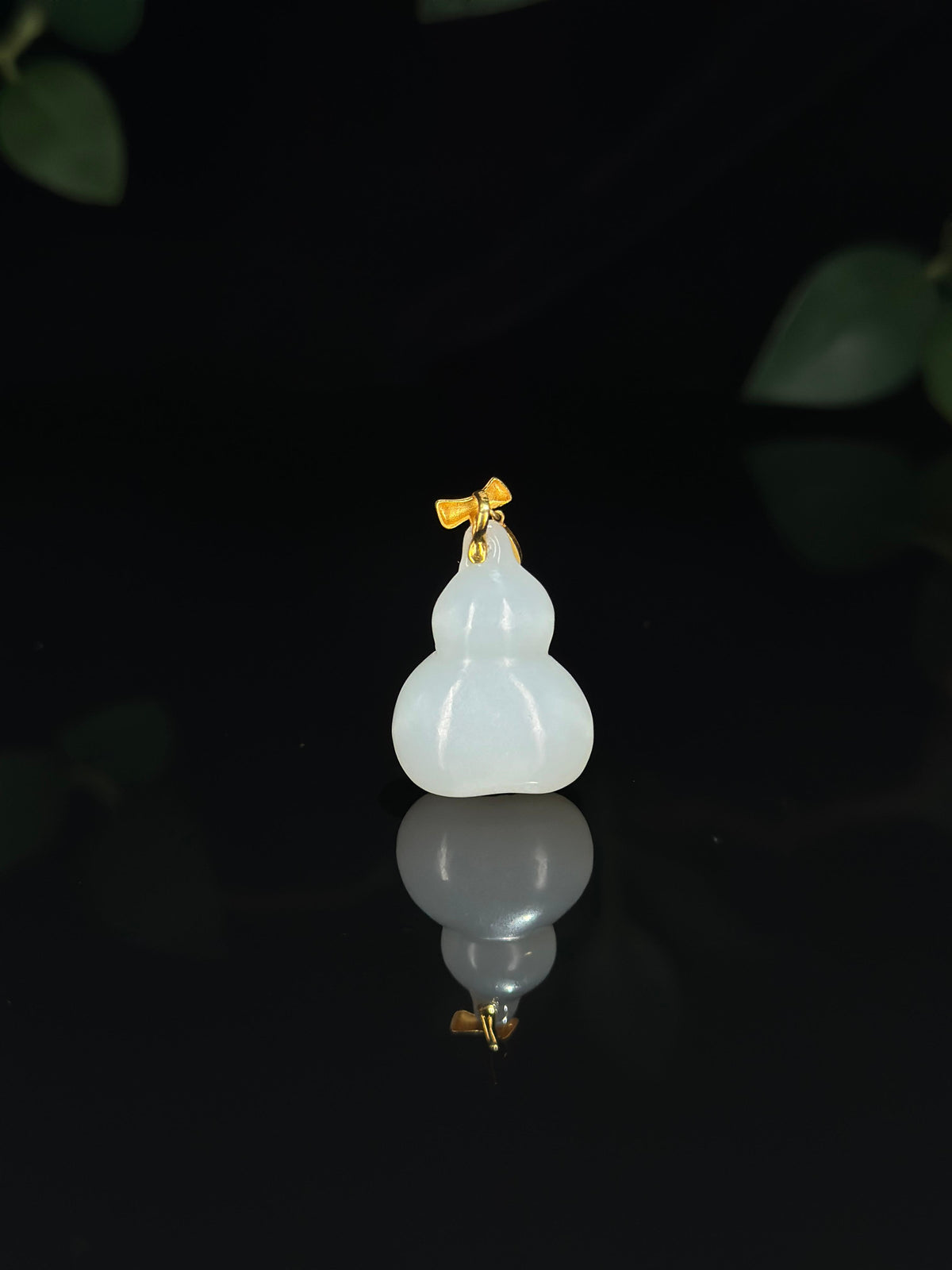 精品和田玉18K金镶白玉葫芦吊坠（yc740335）