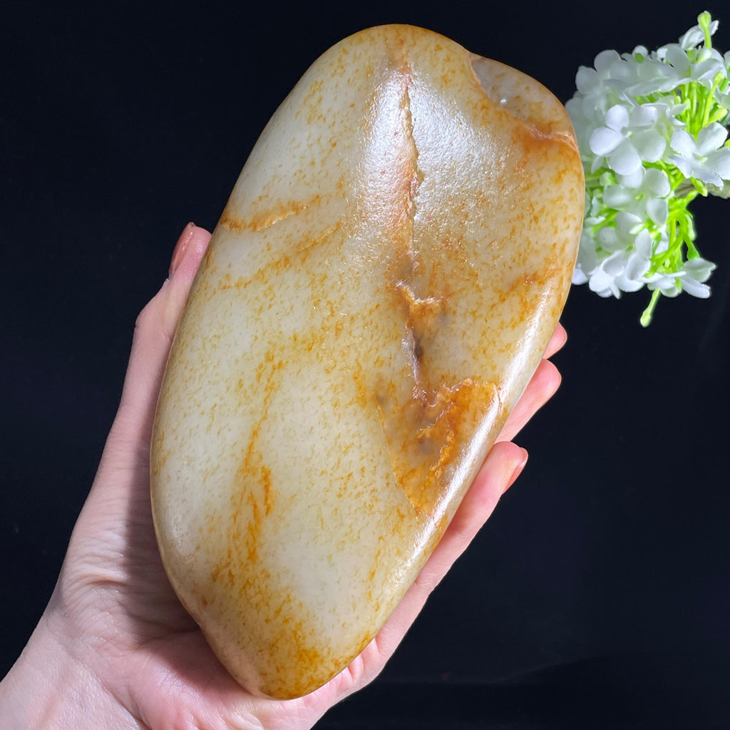 和田玉白玉“碎锦铺江”洒金皮籽料（yc387534）