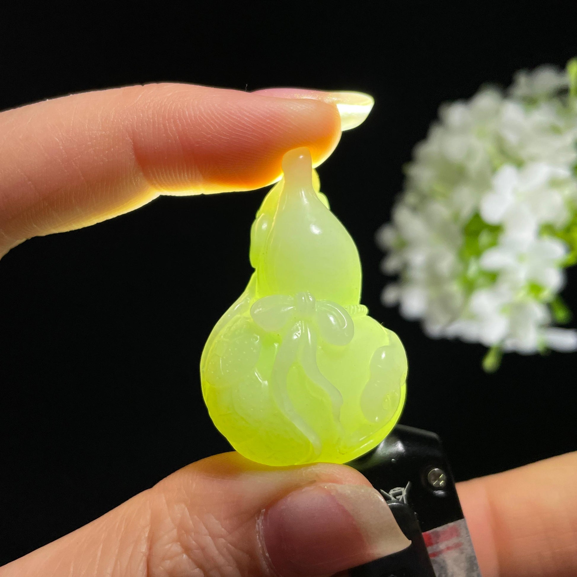 新疆天然和田玉翠玉葫芦吊坠（yc404235）
