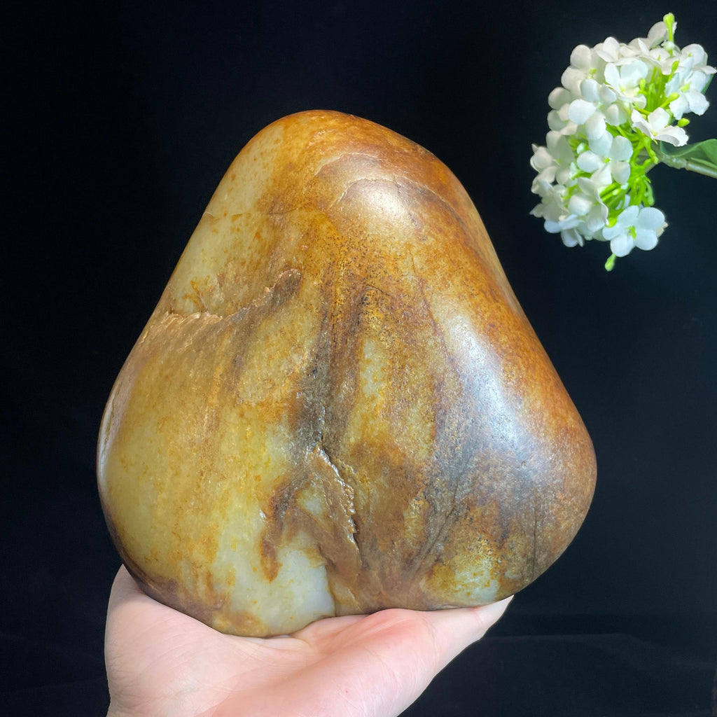 和田玉青白玉“金梨玉峰”洒金皮秋梨皮籽料（yc316413）