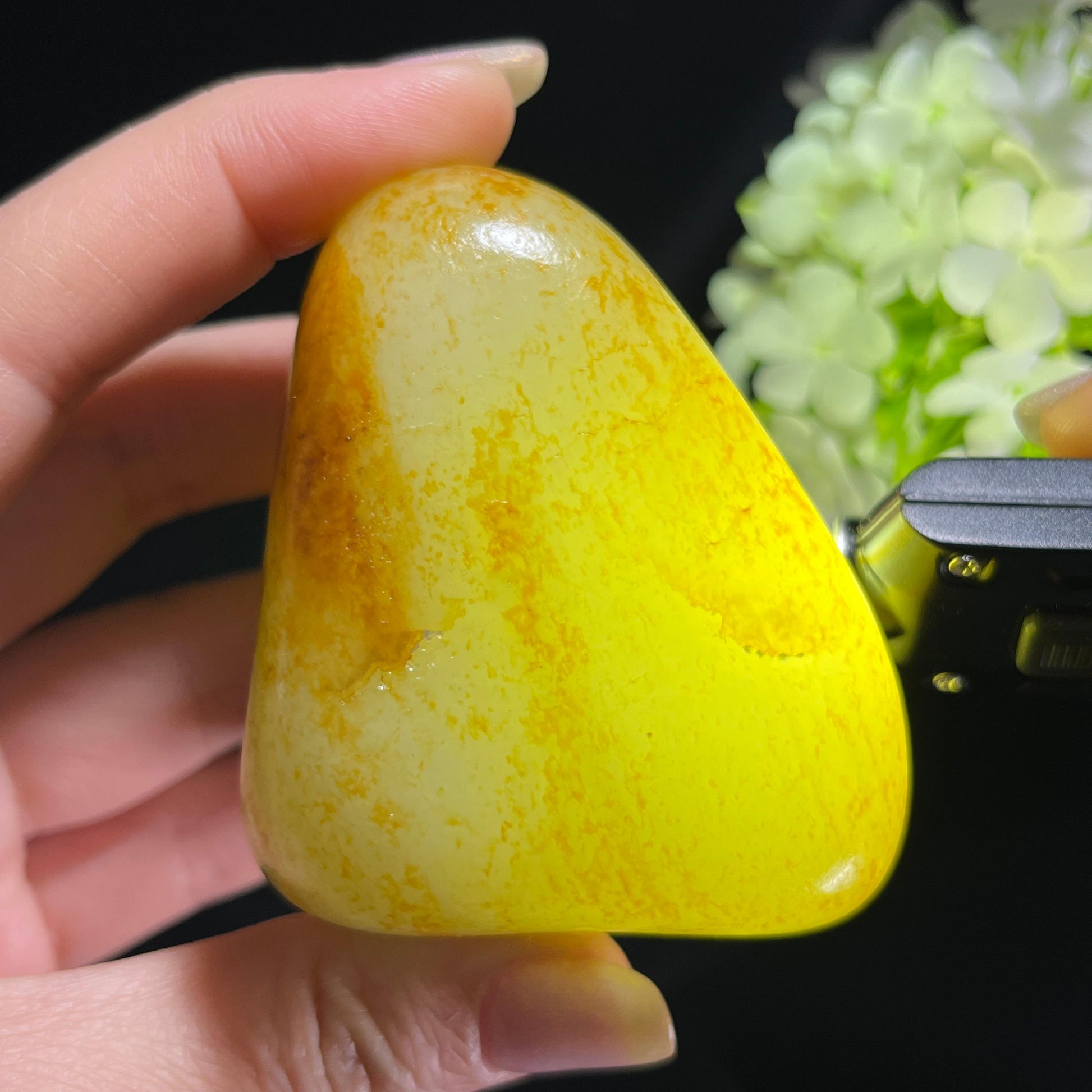 和田玉暖白种“霞落金山”聚红皮通体洒金皮籽料（yc356736）