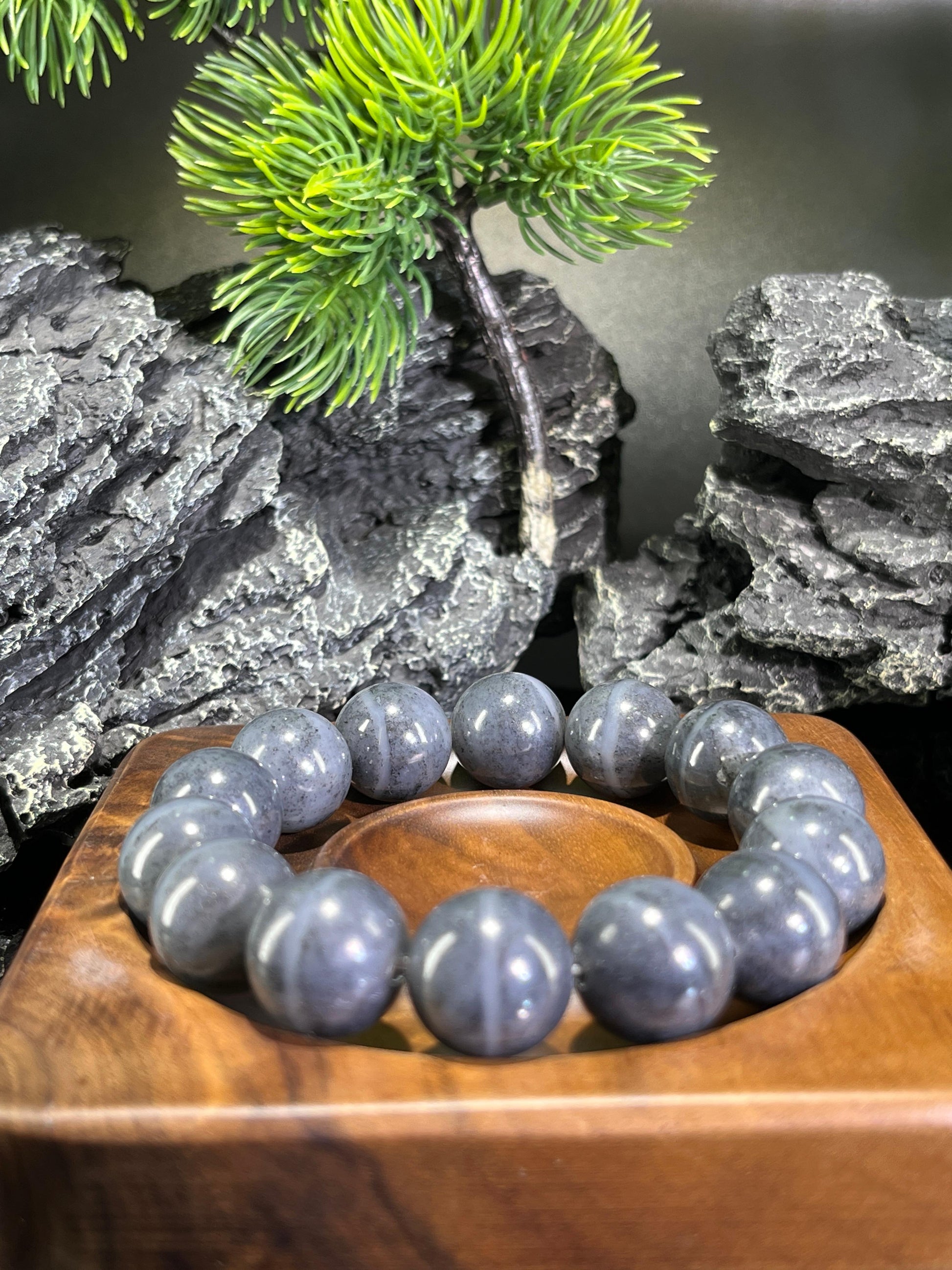 和田玉青花籽料一线天手串【14颗】（yc212404）