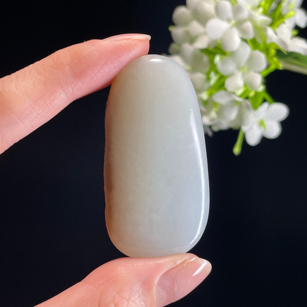 新疆天然和田玉“一念之间”糖白料佛魔雕刻挂件（yc314361）