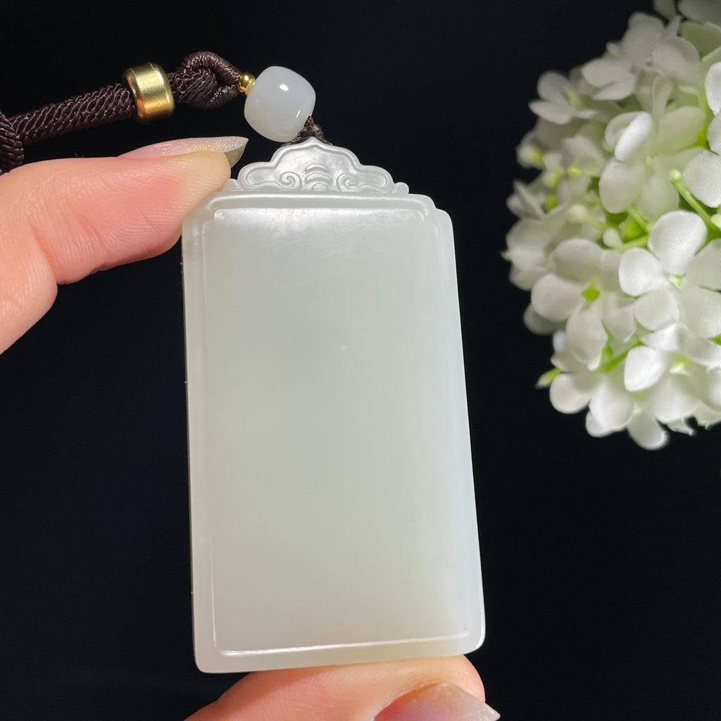 和田玉籽料白玉 “祥云素安无事牌”（yc326304）