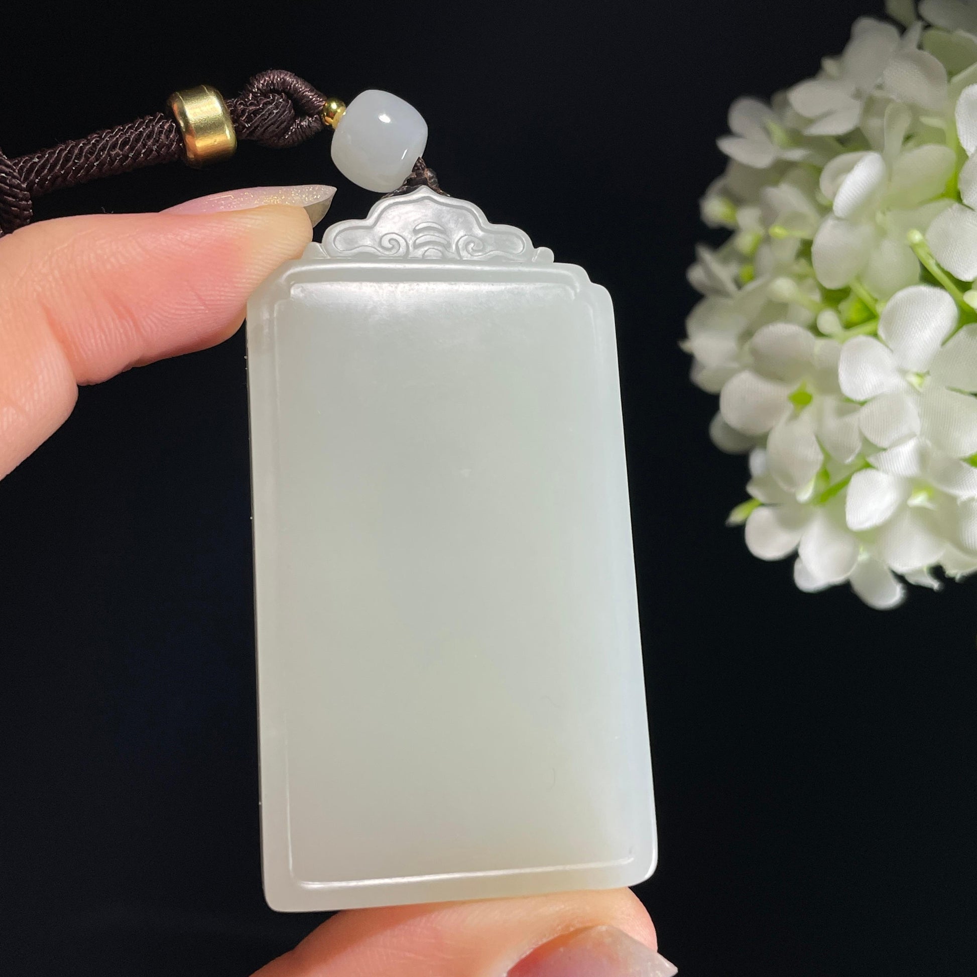 和田玉籽料白玉 “祥云素安无事牌”（yc326304）