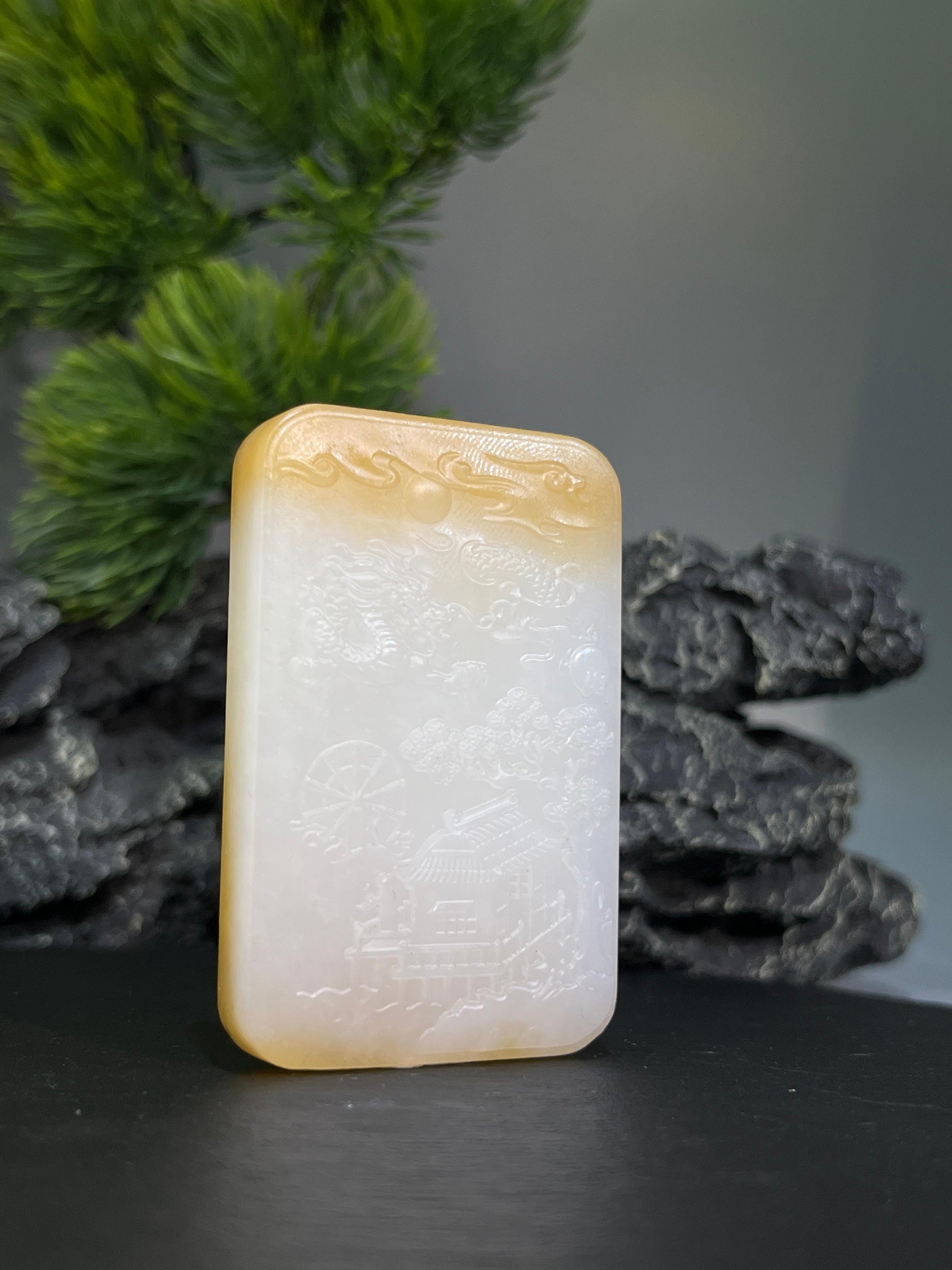 和田玉且末料山水无事牌（yc228800）