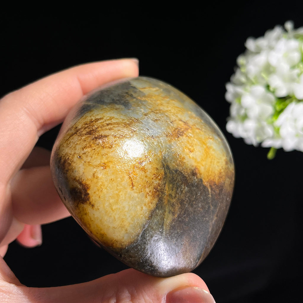 和田玉青花洒金皮“青云金砂”籽料原石（yc295709）