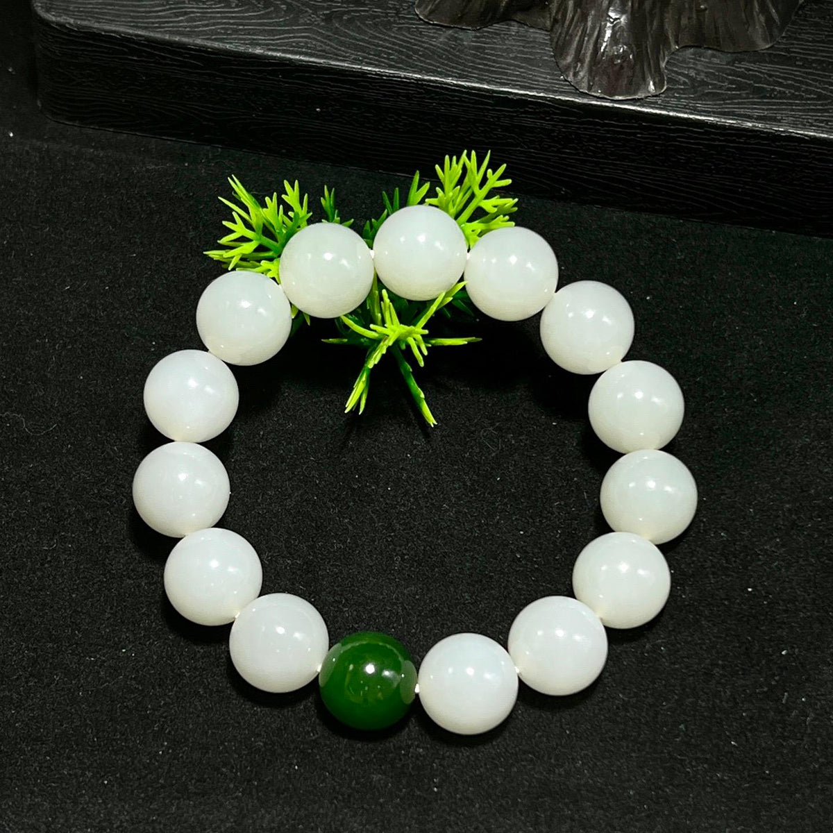 和田玉白玉圆珠手串（yc712911）