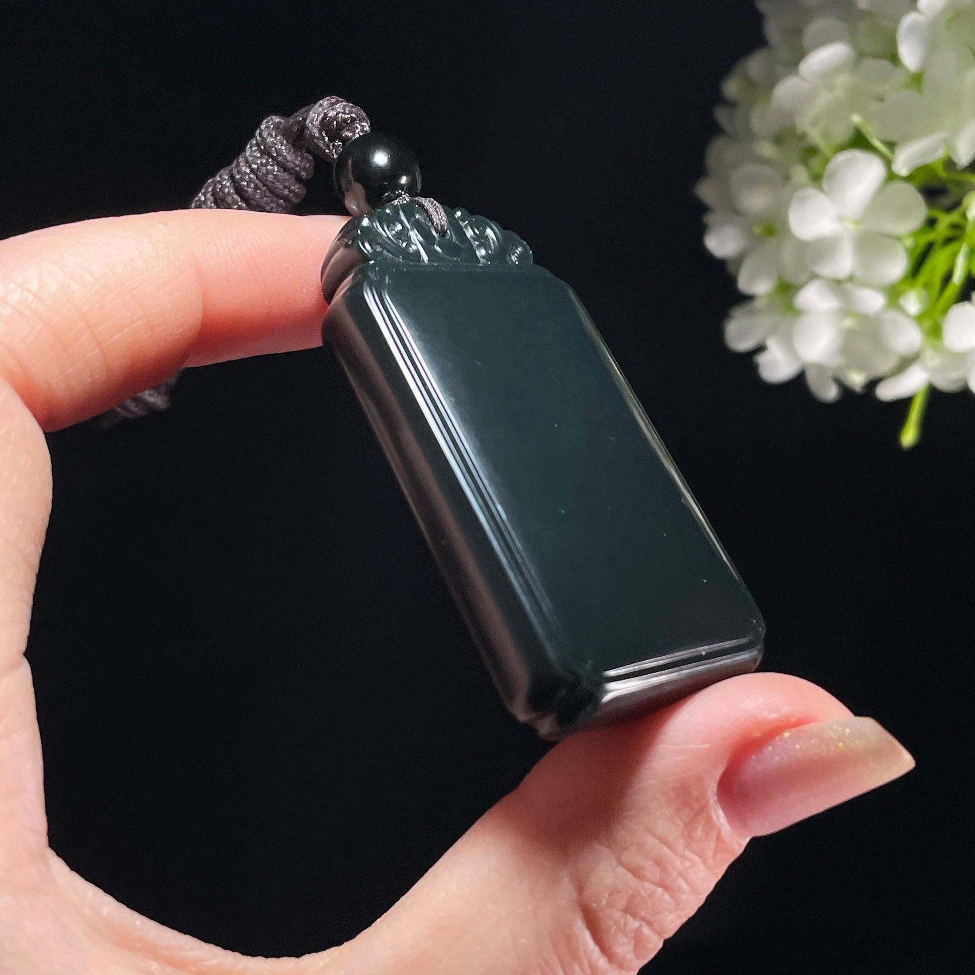 新疆天然和田玉籽料黑青无事牌（yc362933）