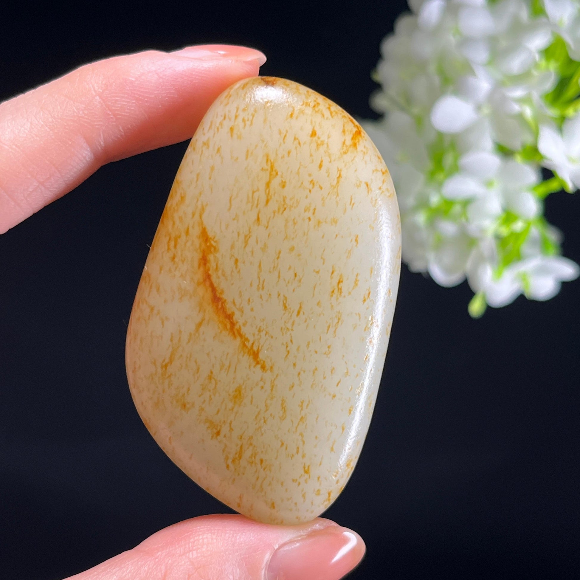 和田玉白玉“秋缕萦怀”洒金洒红皮籽料（yc345788）