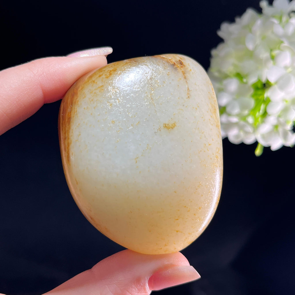 和田玉白玉“秋金卧璧”洒金皮红皮籽料（yc360483）