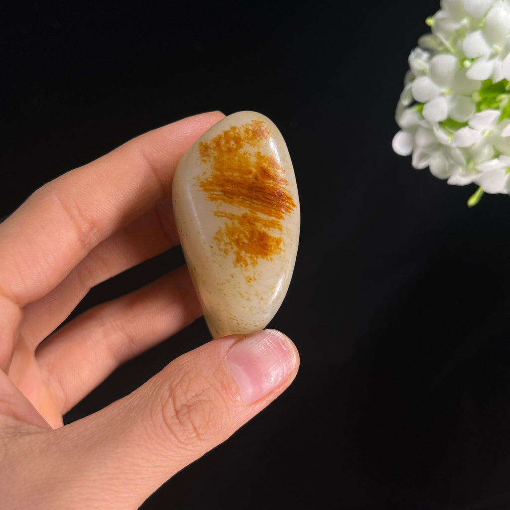 和田玉一级暖白玉洒金皮“玉上秋纹”籽料原石（yc285377）