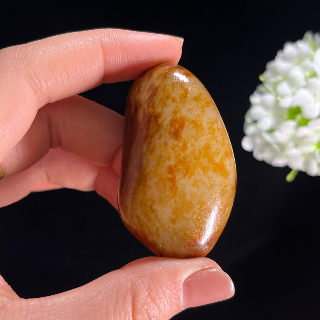 和田玉黄沁洒红皮“流金铄玉”籽料原石（yc285802）
