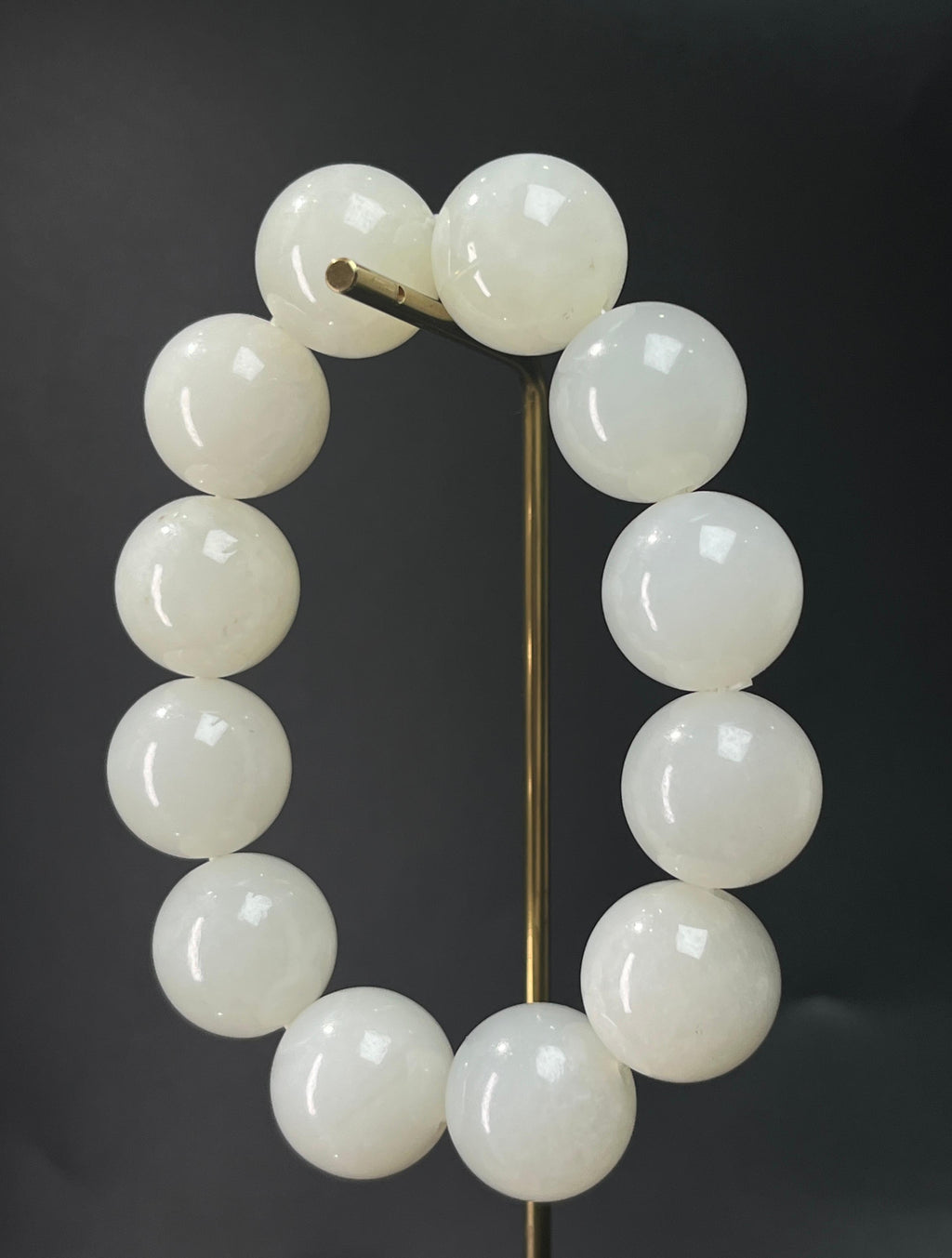 天然和田白玉圆型珠手串（卡18）（yc242878）