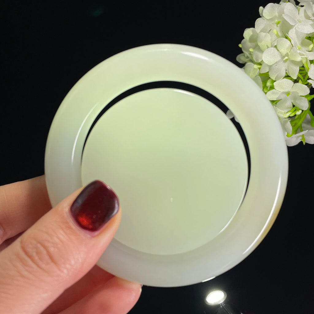 和田玉羊脂白玉糖白手镯（带镯芯）1（yc335725）
