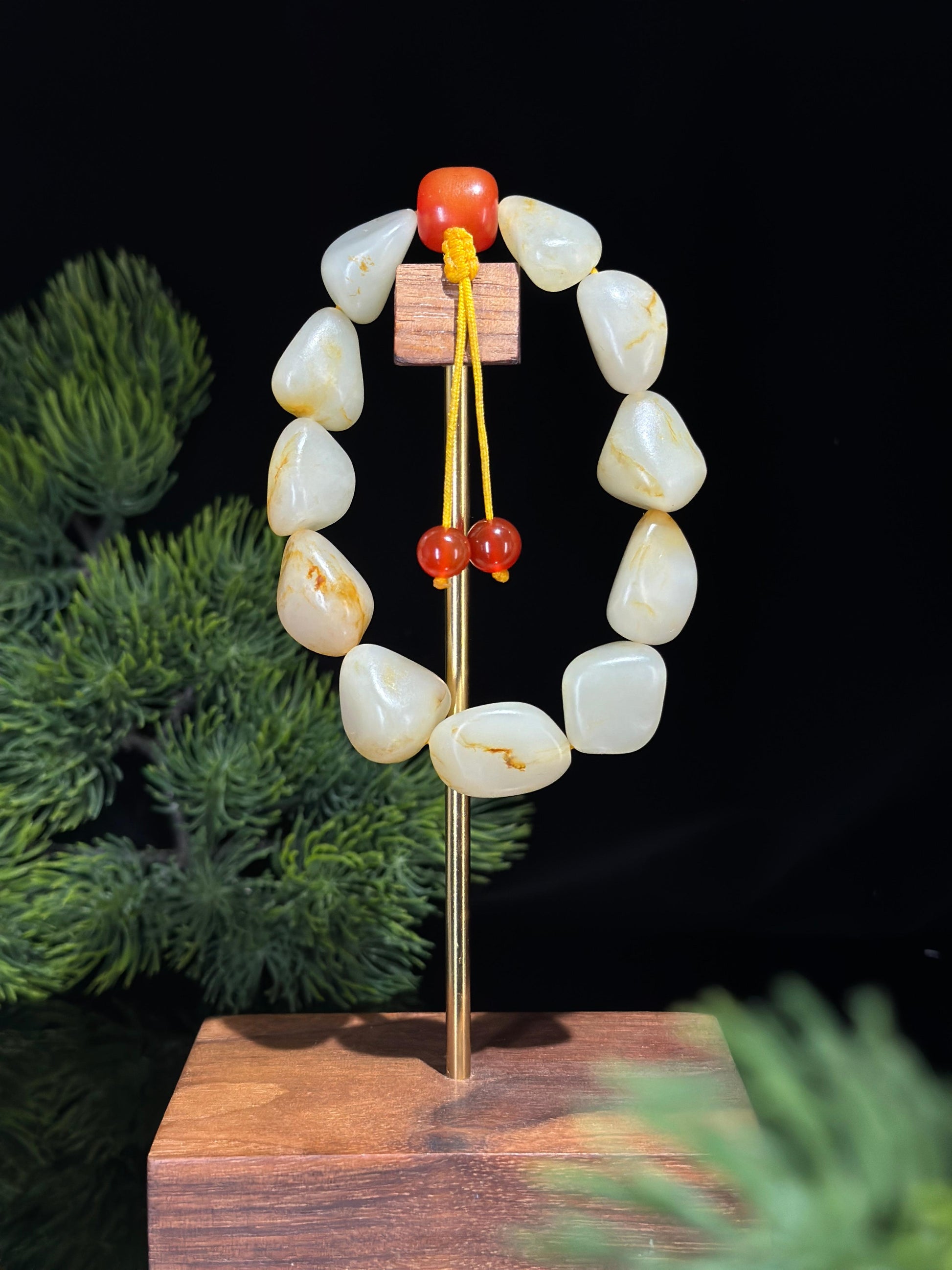新疆和田玉红皮洒金皮精品原籽手串（11颗）（yc488957）