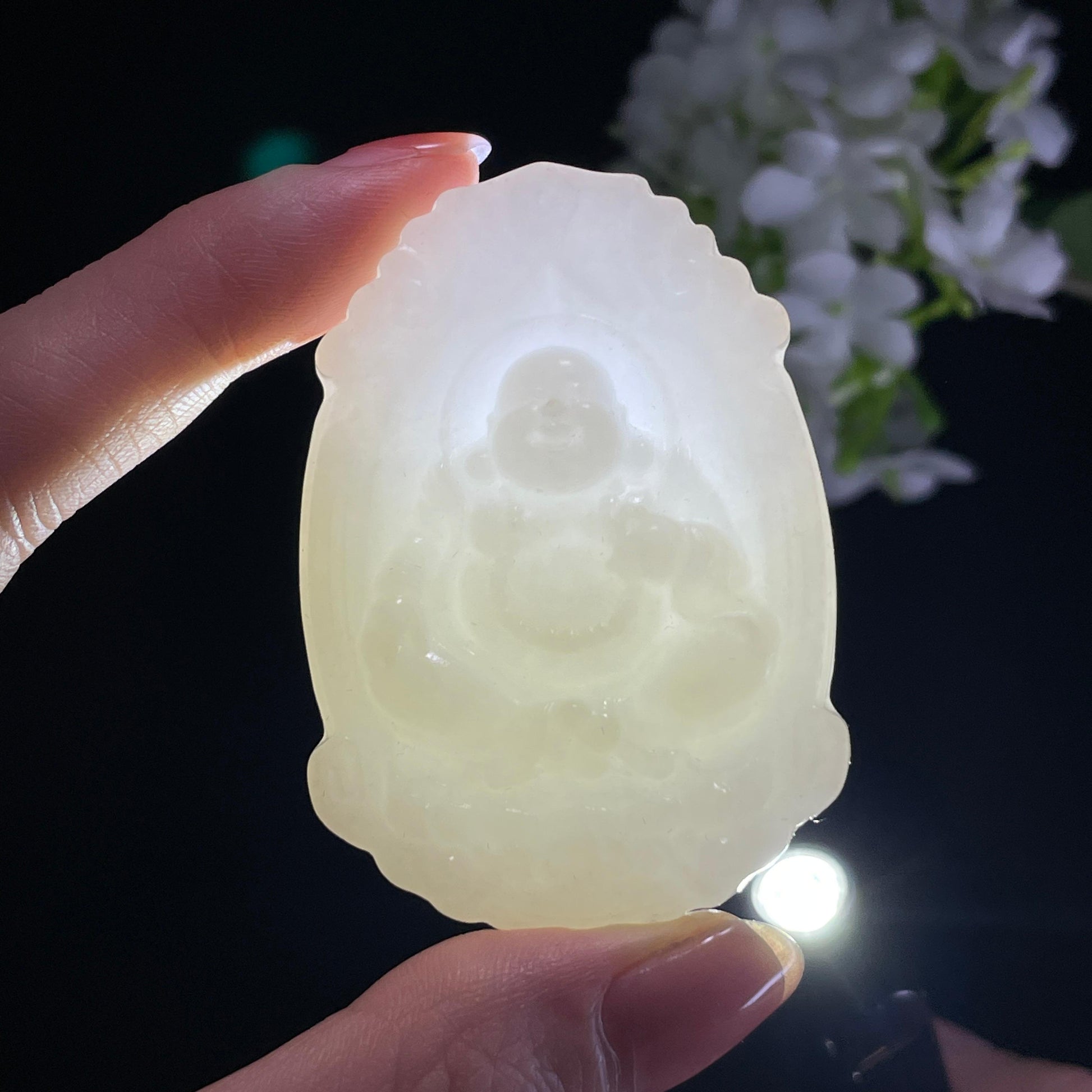 和田玉白玉弥勒佛雕刻挂件（yc347524）