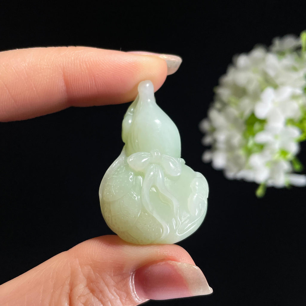 新疆天然和田玉翠玉葫芦吊坠（yc404235）