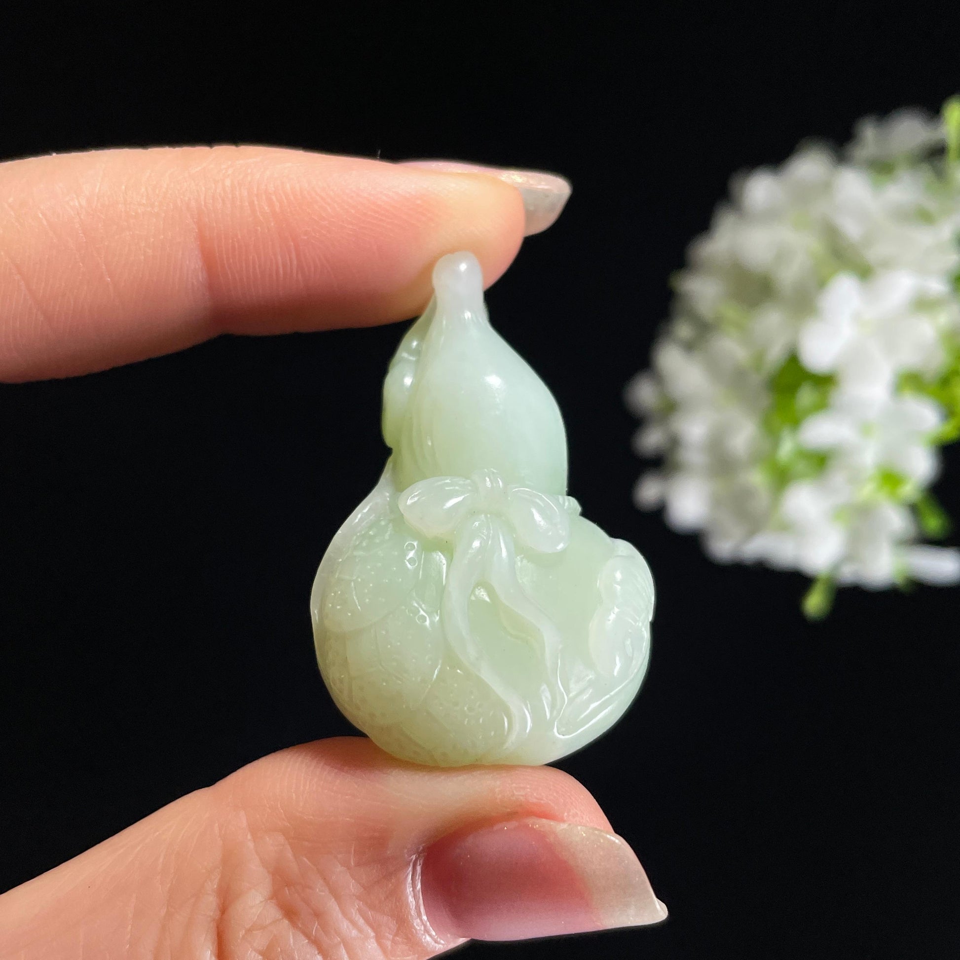 新疆天然和田玉翠玉葫芦吊坠（yc404235）