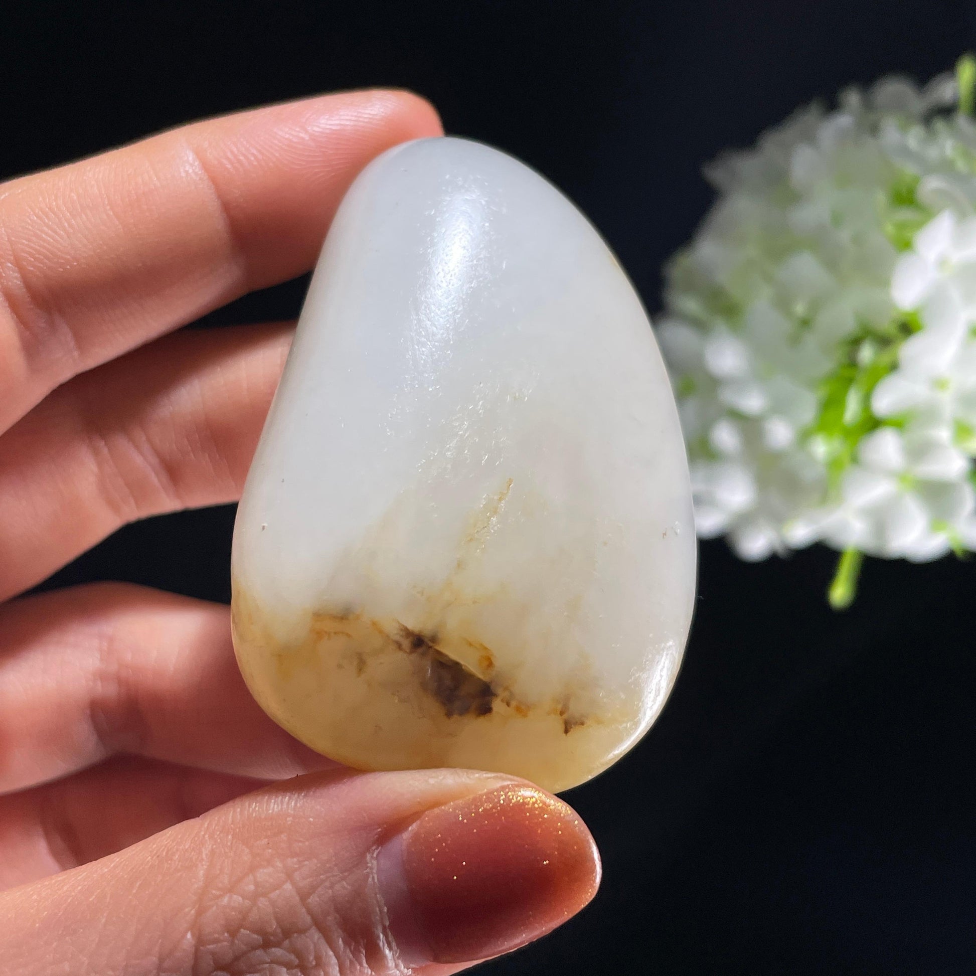 和田玉白玉“清光金盏”淡洒金皮籽料（yc392663）