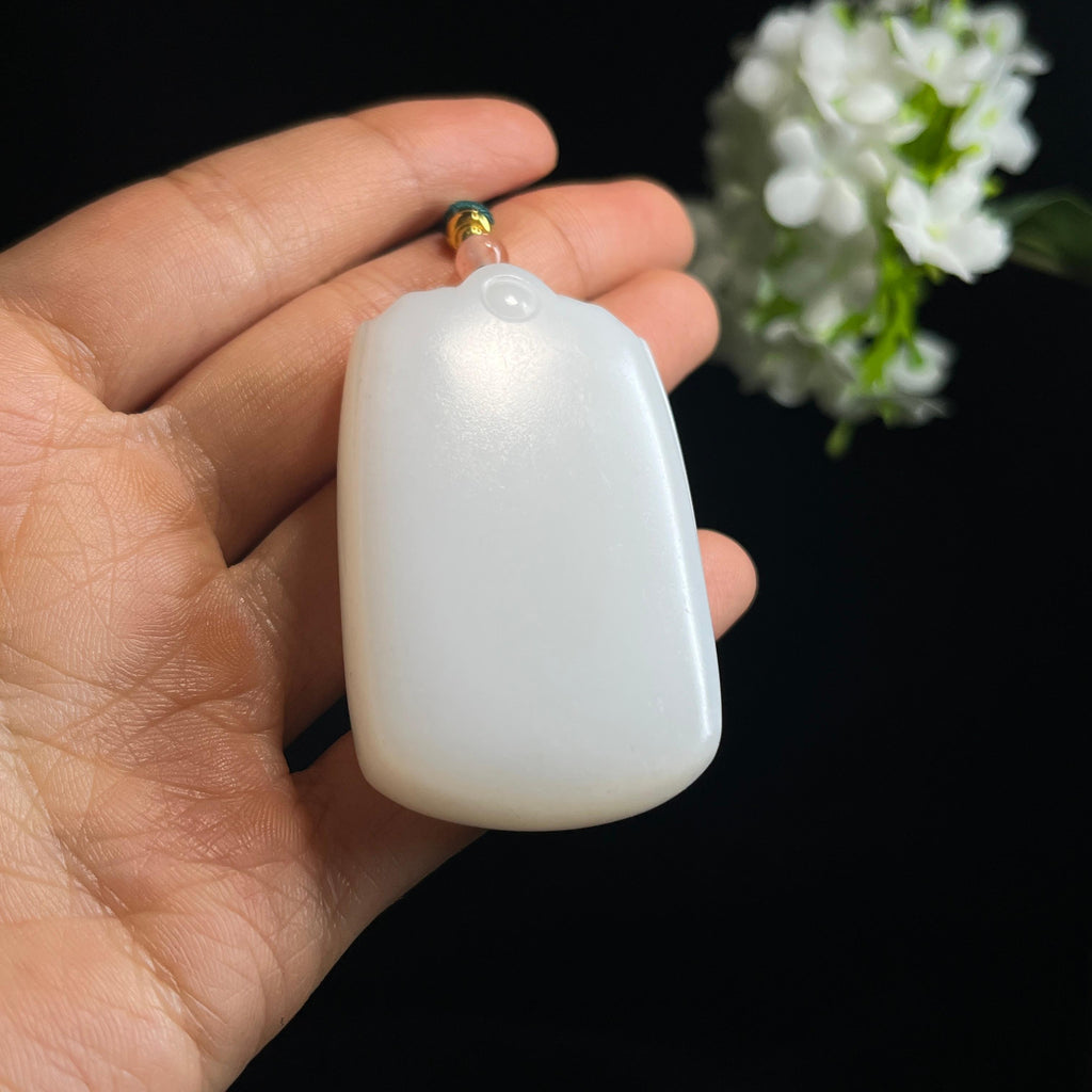 新疆天然和田玉羊脂白玉无事牌（yc349364）