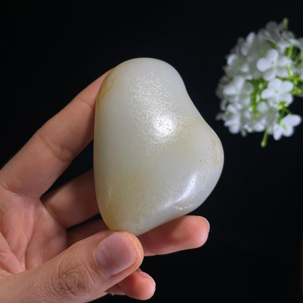 和田玉高青白“初雪之心”洒金皮籽料（yc318231）