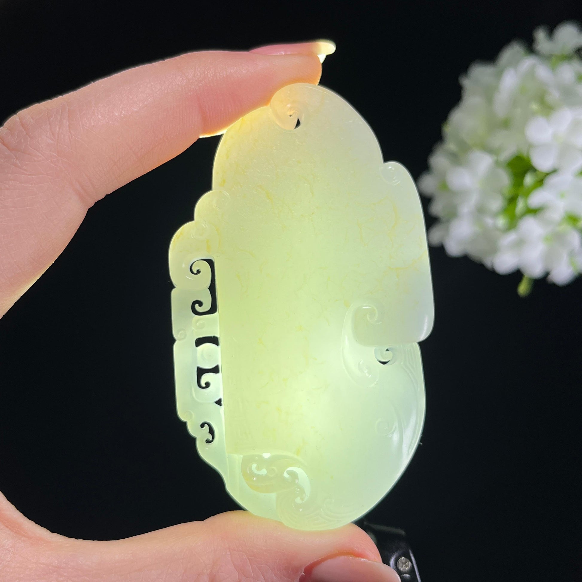 和田玉白玉籽料祥云如意挂件（yc372589）