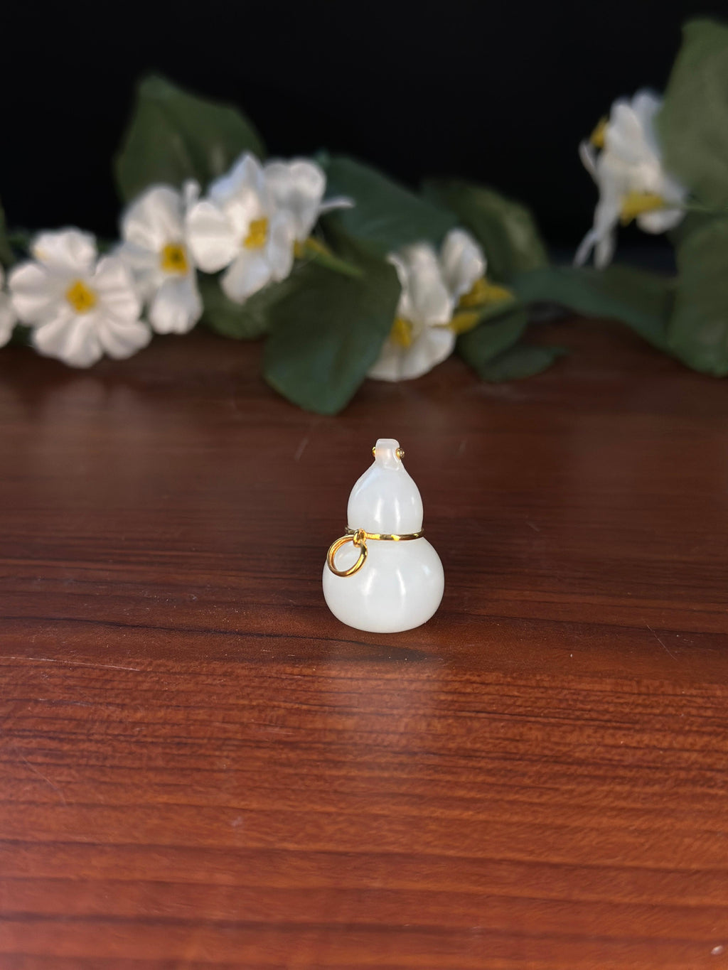 18K金和田玉白玉葫芦吊坠（yc741569）