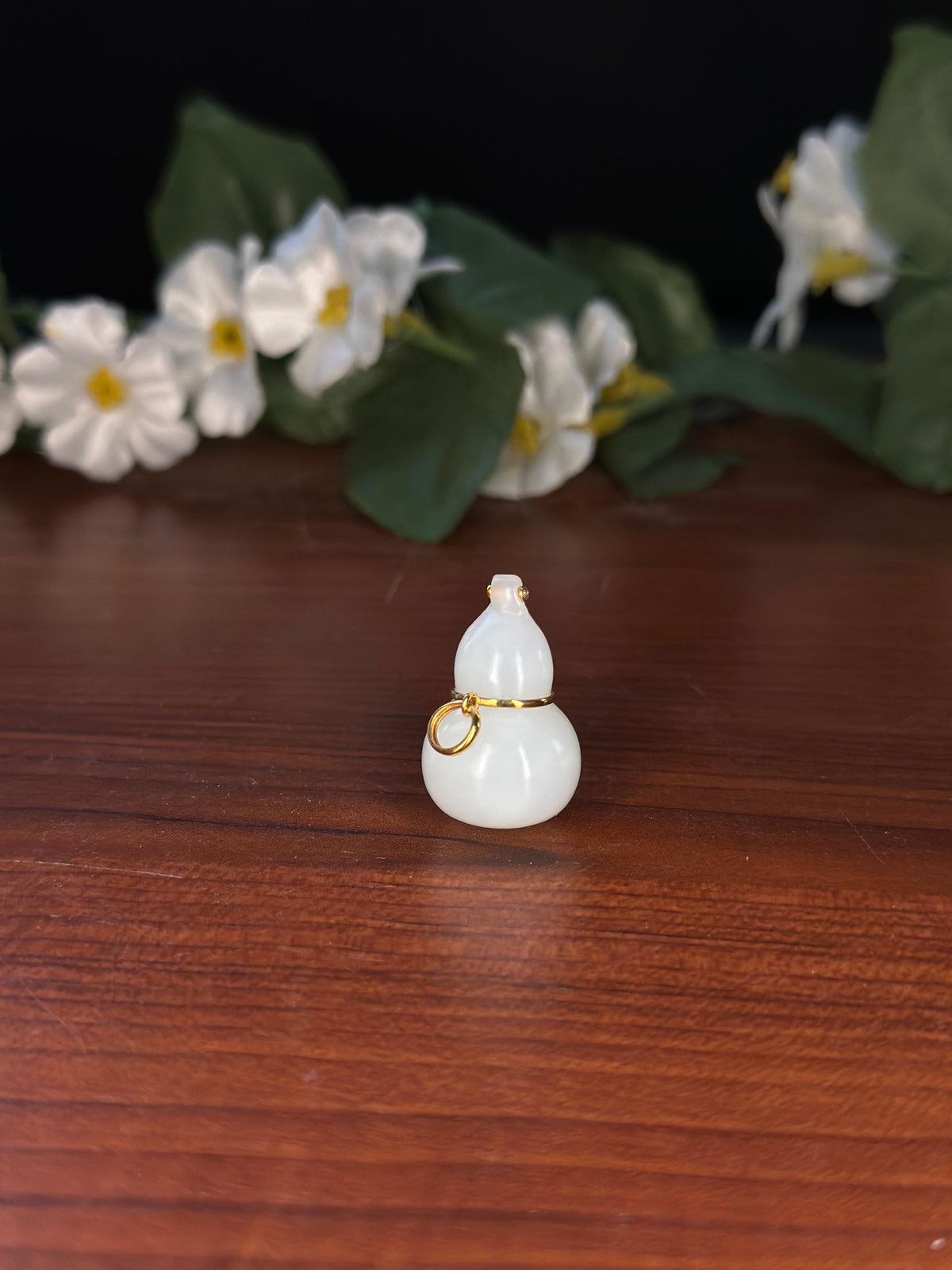 18K金和田玉白玉葫芦吊坠（yc741569）
