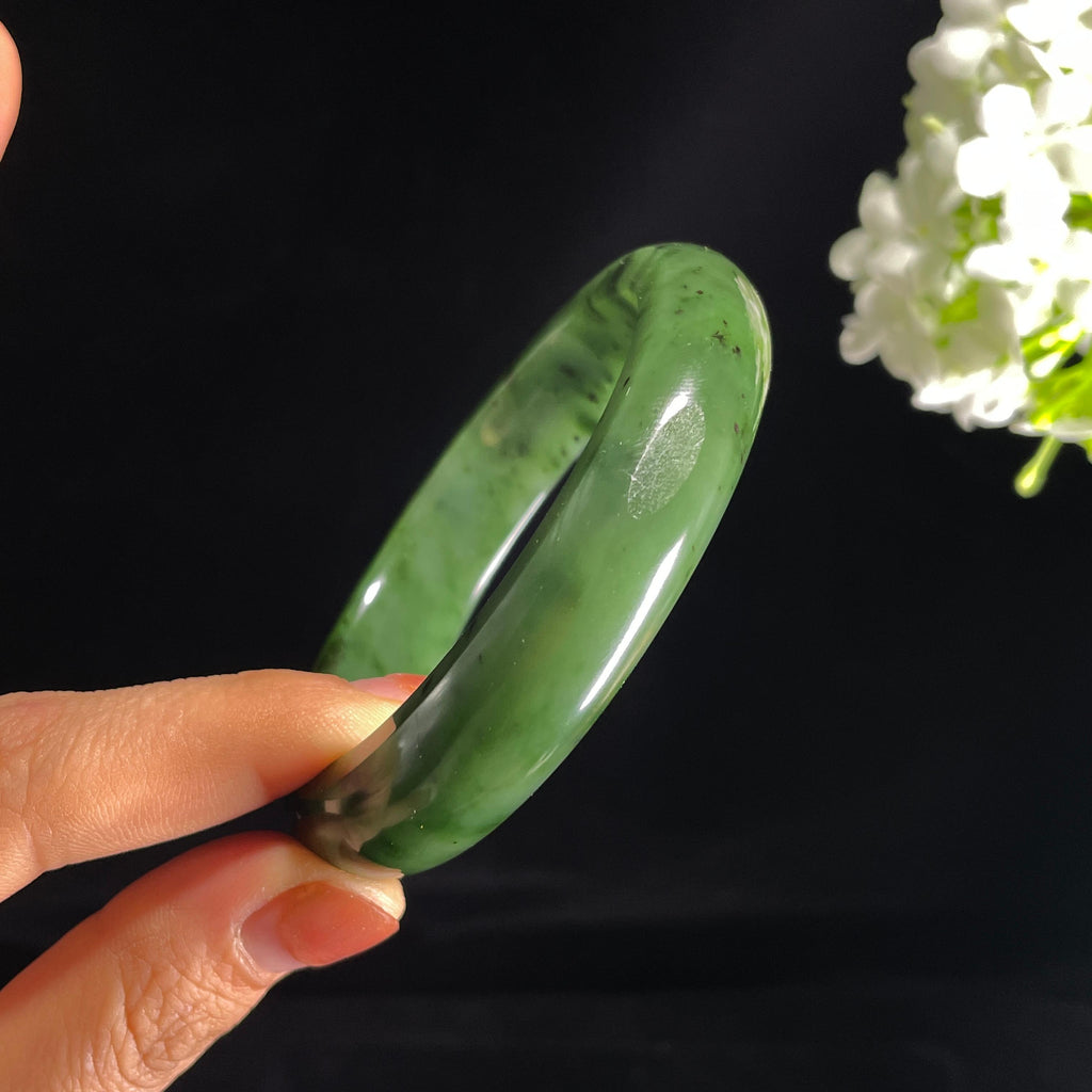 和田玉碧玉“一腕清宁”籽料平安镯（卡57）（yc409651）
