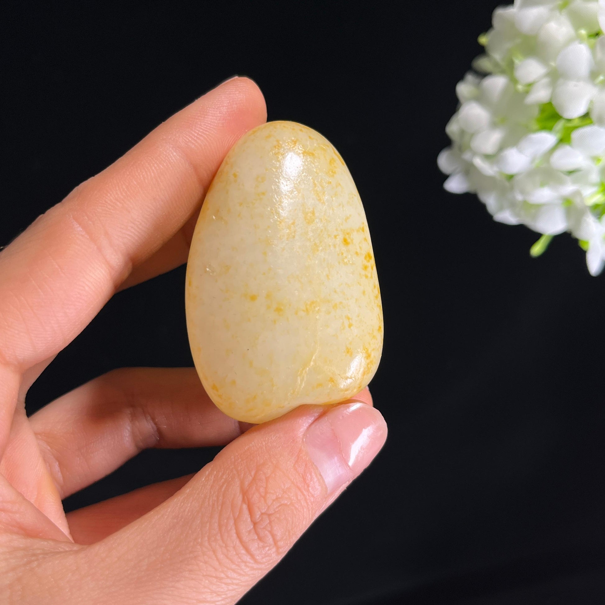 和田玉白玉洒金皮“金光点点”籽料原石（yc279768）